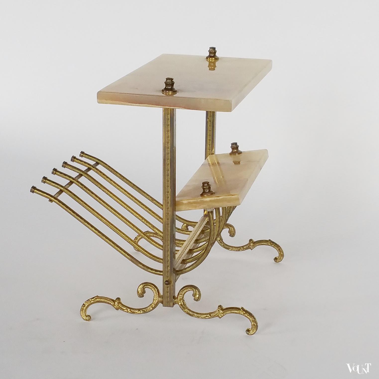 Messing lectuurrek met onyx blad, jaren '60