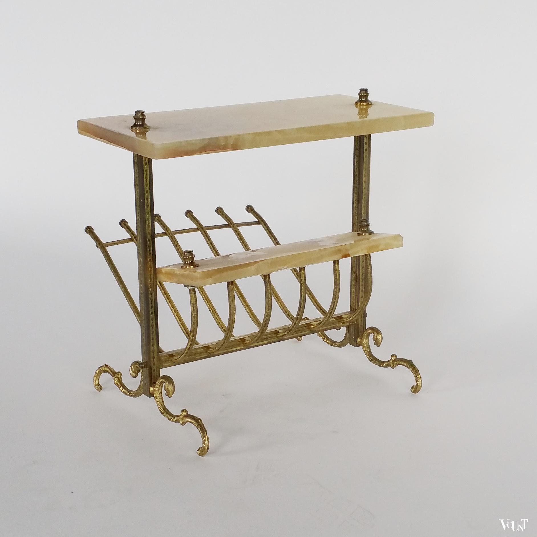 Messing lectuurrek met onyx blad, jaren '60