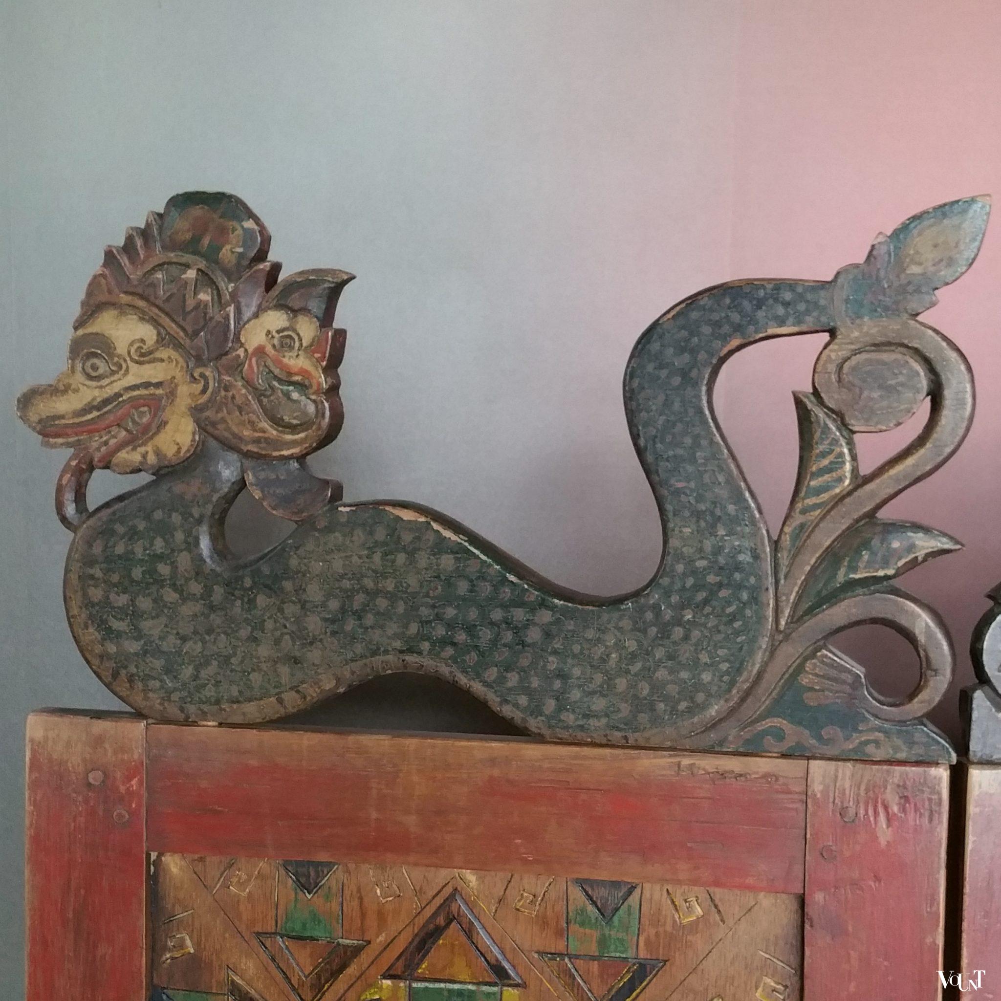 Antiek Indonesisch houten kamerscherm, begin 20e eeuw