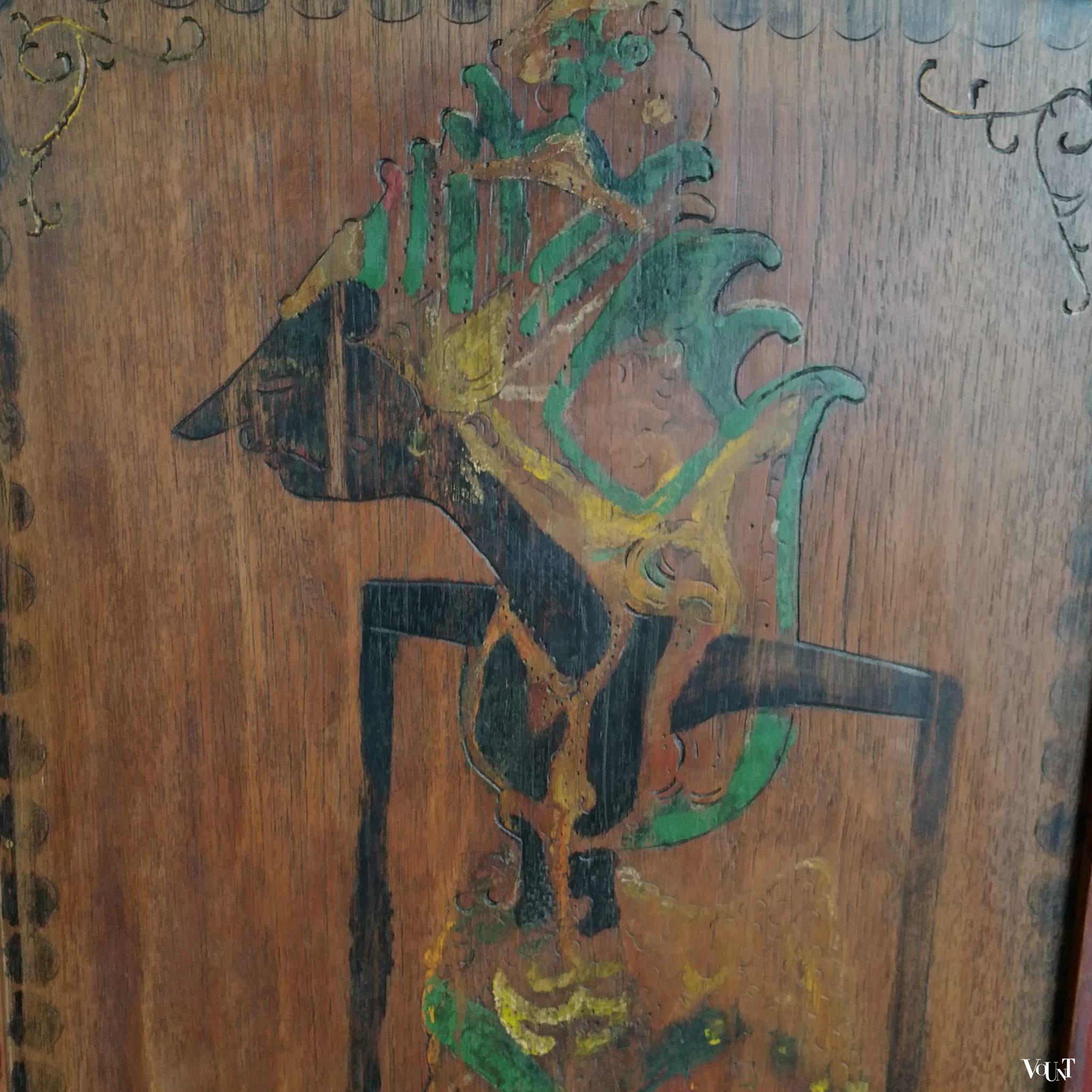 Antiek Indonesisch houten kamerscherm, begin 20e eeuw