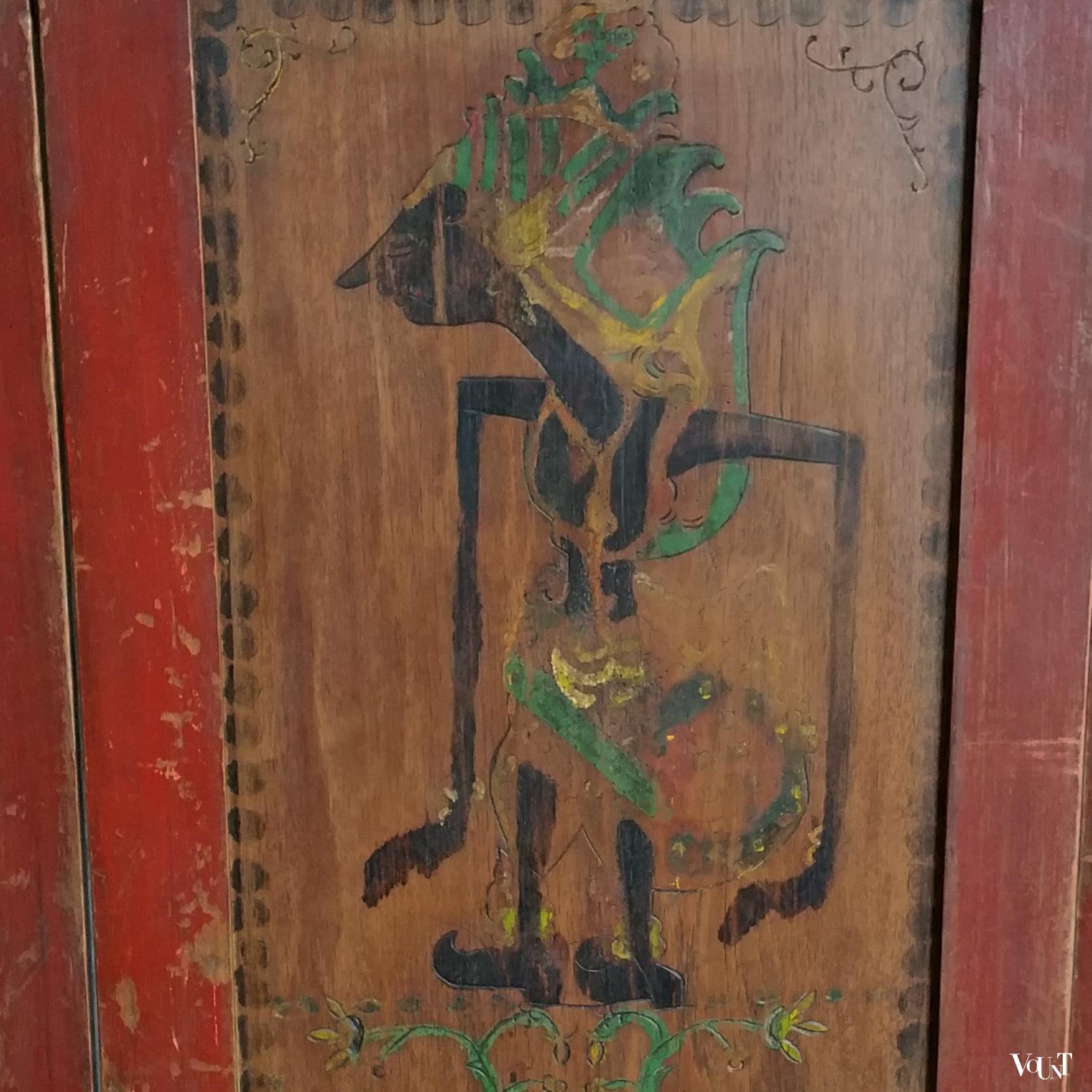 Antiek Indonesisch houten kamerscherm, begin 20e eeuw