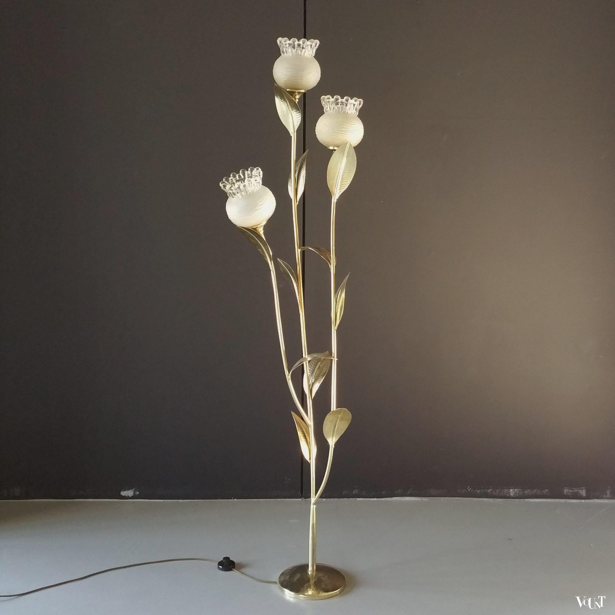 Vintage florale vloerlamp