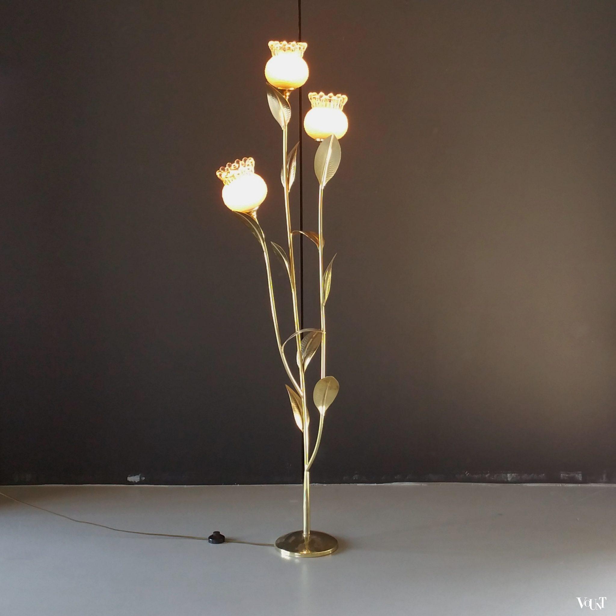 Vintage florale vloerlamp