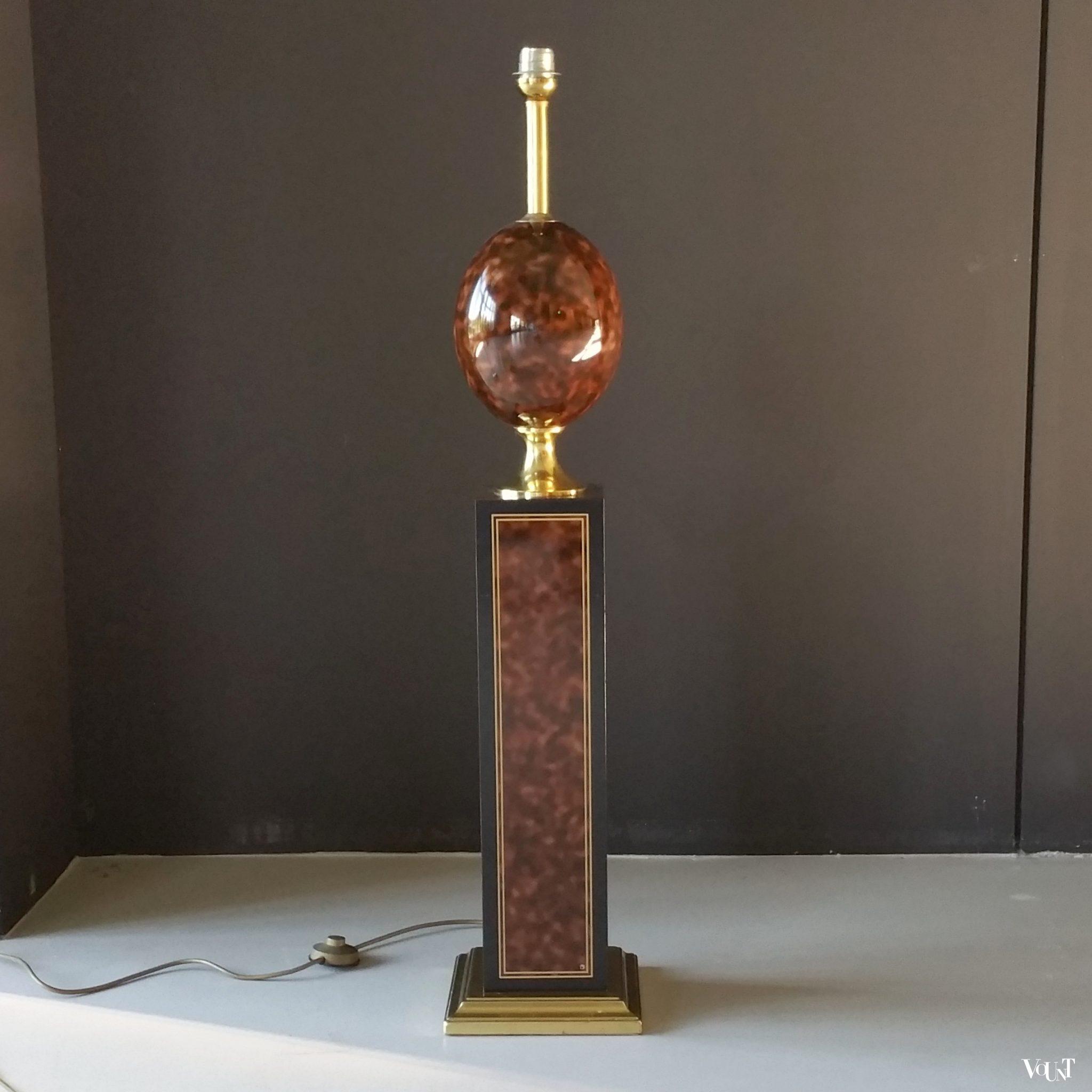 Vloerlamp met keramisch struisvogelei, Maison Le Dauphin, jaren '70/'80