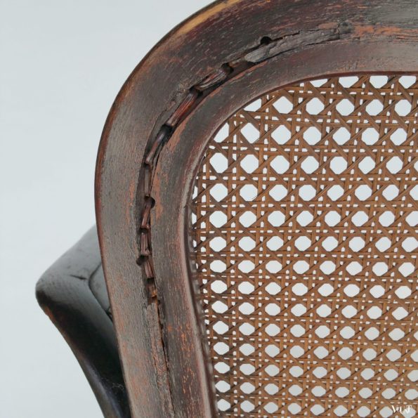 Bentwood Jugendstil bank met rotan webbing, ca. 1910