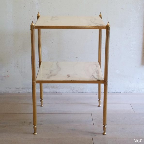 Bijzettafel met marmeren bladen, stijl Maison Jansen, jaren ‘60