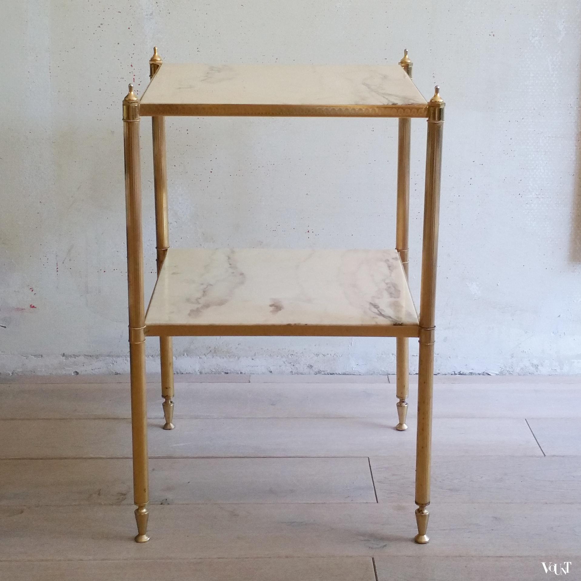 Bijzettafel met marmeren bladen, stijl Maison Jansen, jaren ‘60