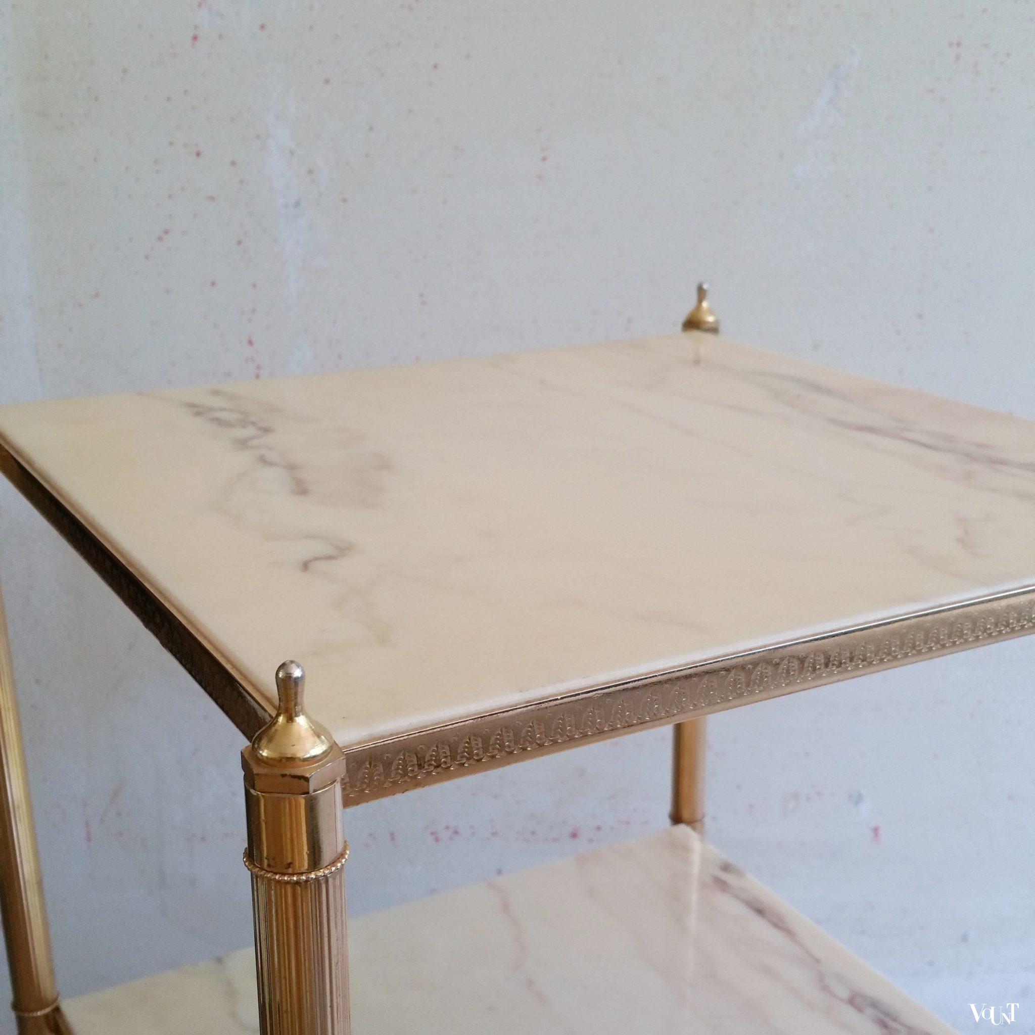 Bijzettafel met marmeren bladen, stijl Maison Jansen, jaren ‘60