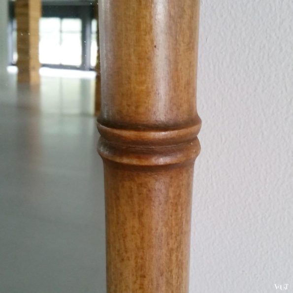 Grote houten vintage faux bamboo wandspiegel