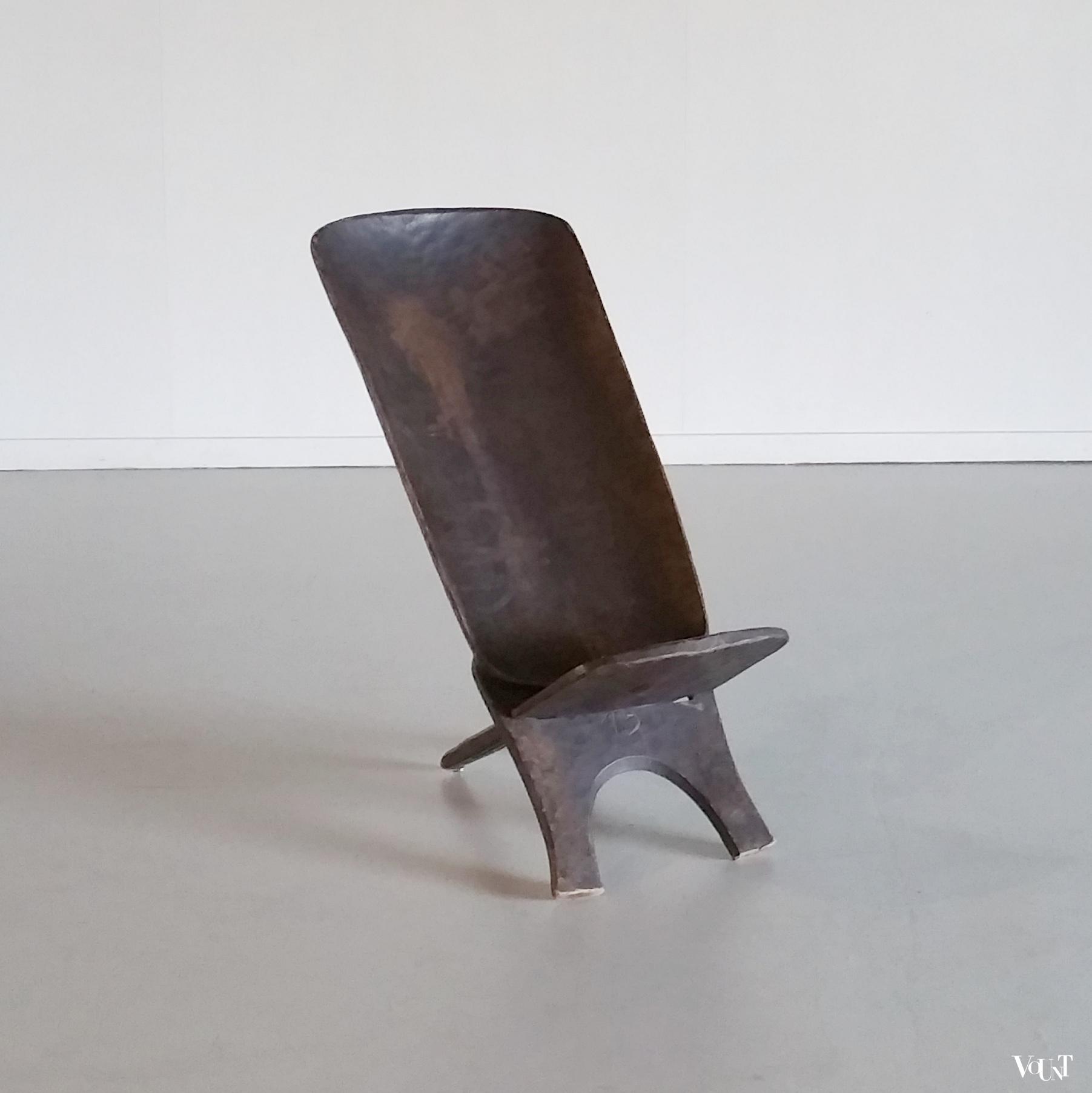 Vintage zwarte Afrikaanse palaver stoel