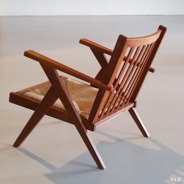 Fauteuil met biezen zitting, jaren '50