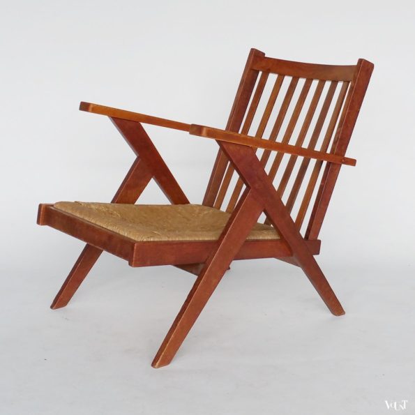 Fauteuil met biezen zitting, jaren '50