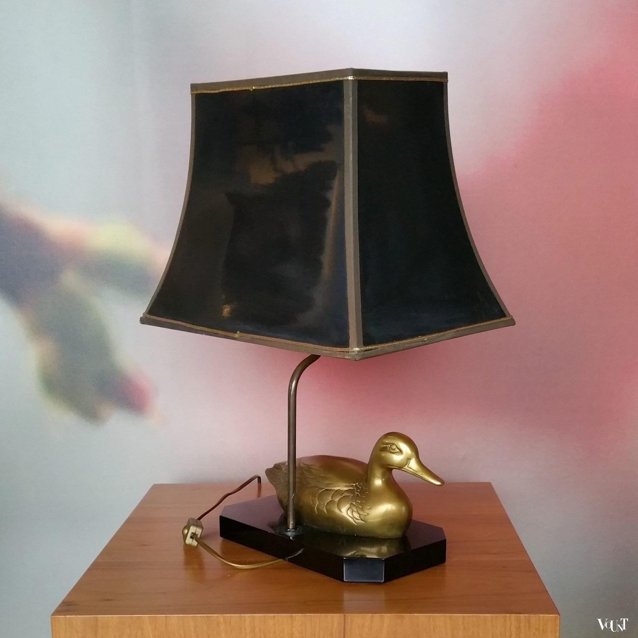Tafellamp messing eend, jaren '70