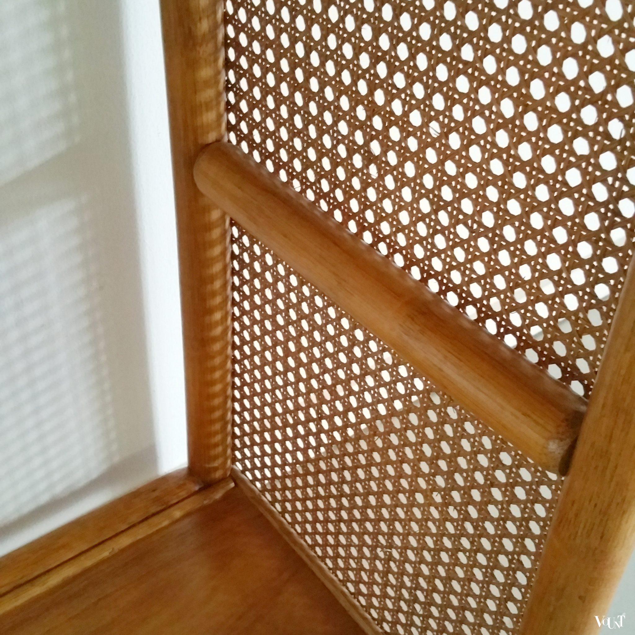 Boekenkastje hout en rotan webbing, jaren '60