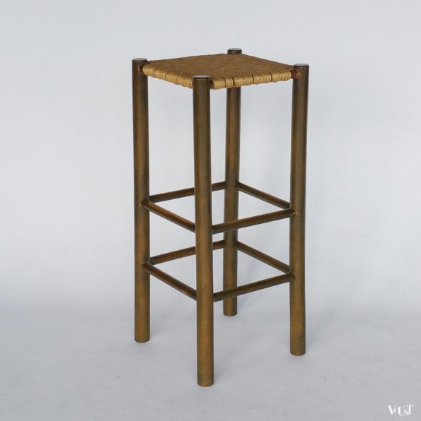 Set van 4 vintage houten barkrukken met touw