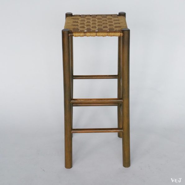 Set van 4 vintage houten barkrukken met touw