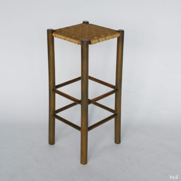 Set van 4 vintage houten barkrukken met touw