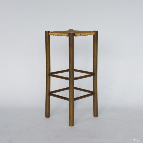 Set van 4 vintage houten barkrukken met touw