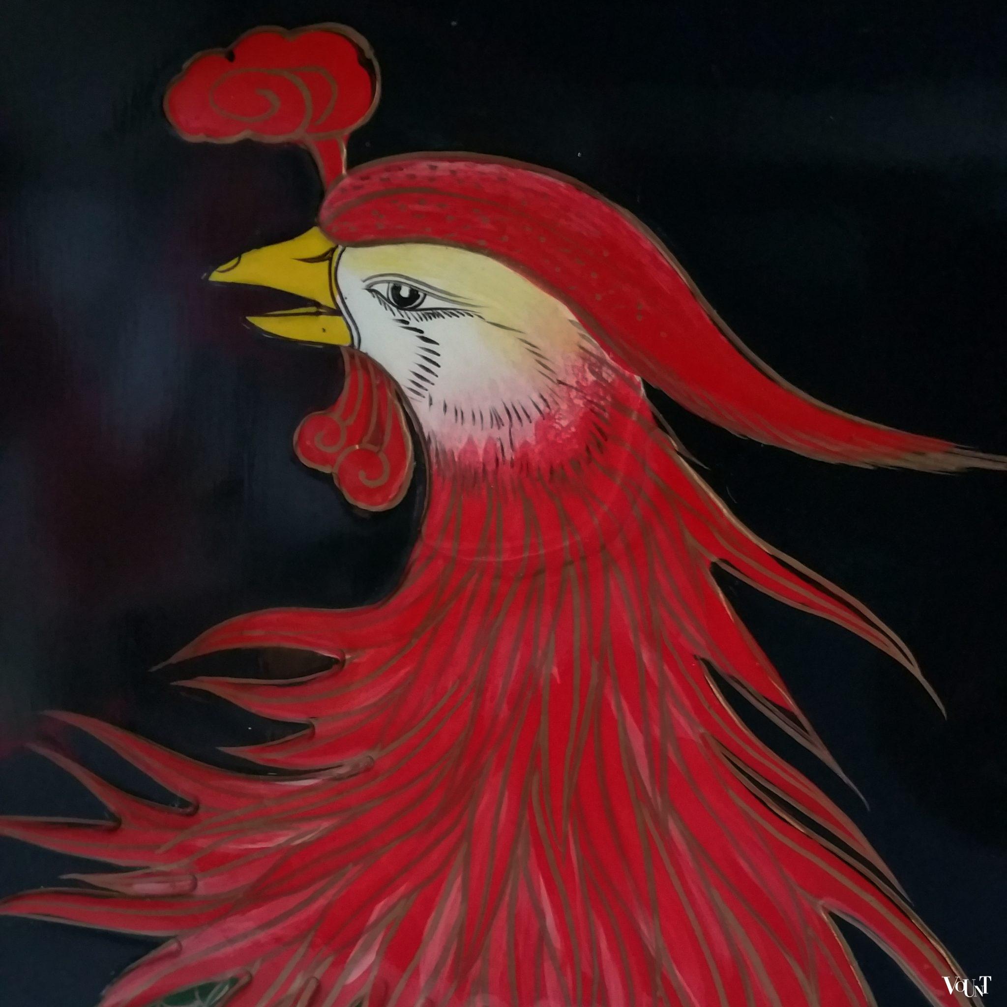 Vintage Chinees rond kamerscherm met vogels