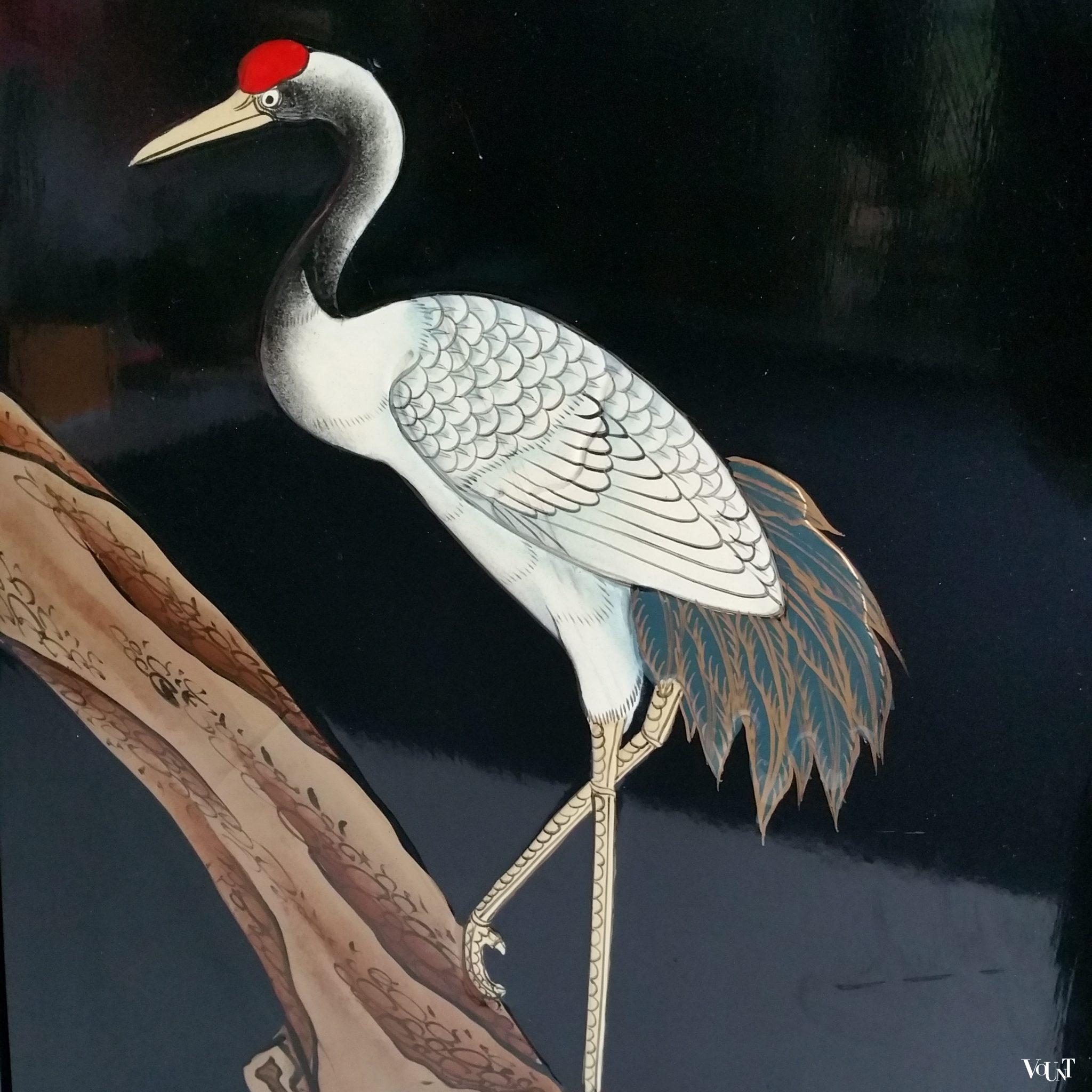 Vintage Chinees rond kamerscherm met vogels