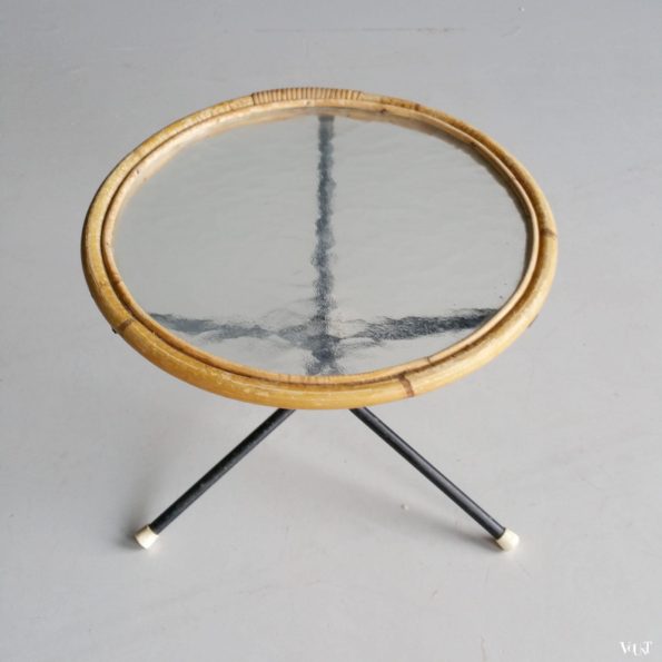 Rond rotan bijzettafeltje, Rohé Noordwolde, jaren '60