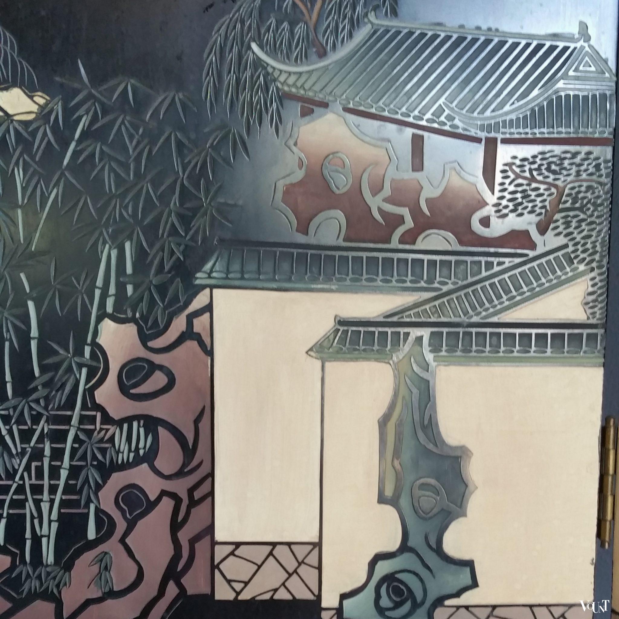 Vintage Aziatisch 6-slags kamerscherm, ca. jaren '60