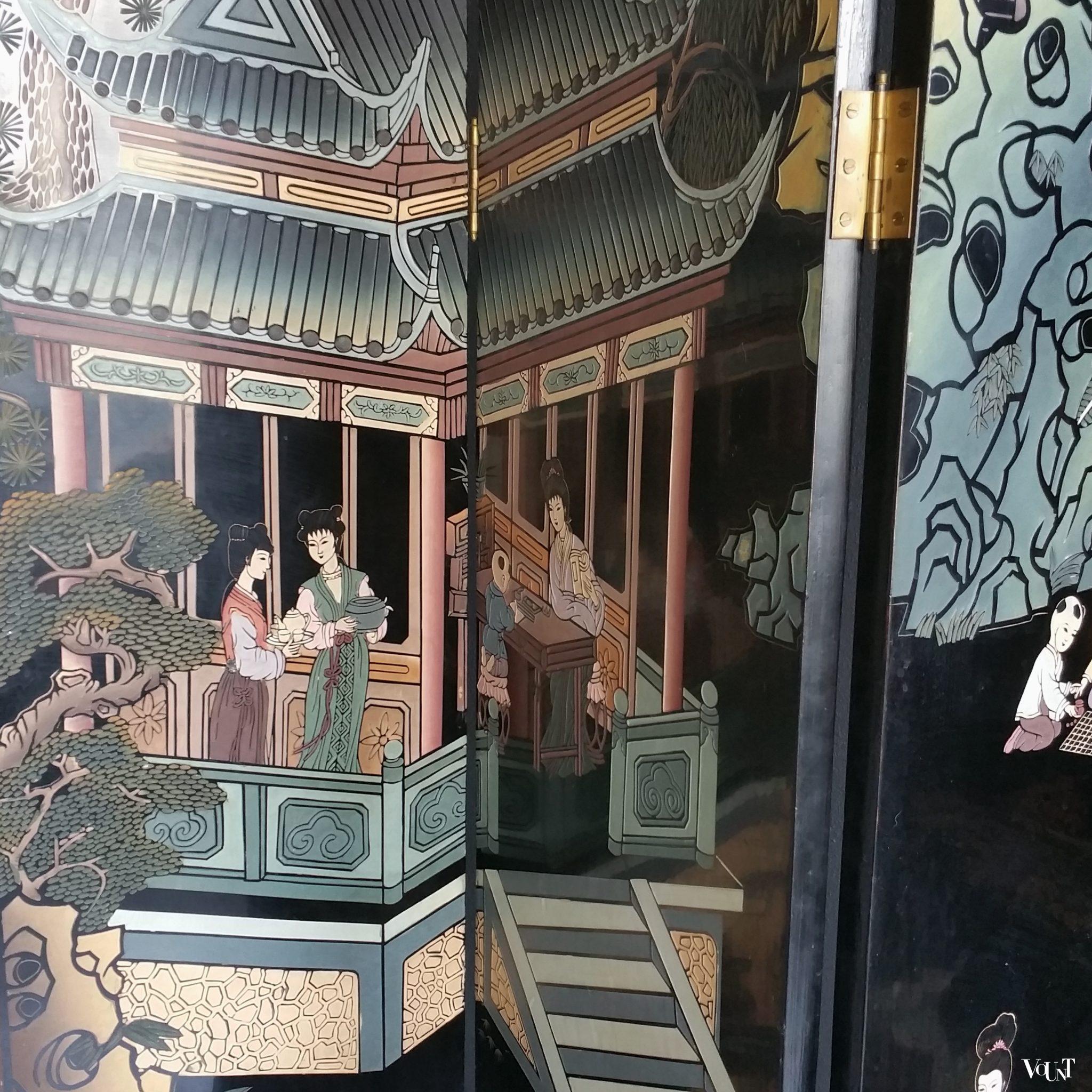 Vintage Aziatisch 6-slags kamerscherm, ca. jaren '60