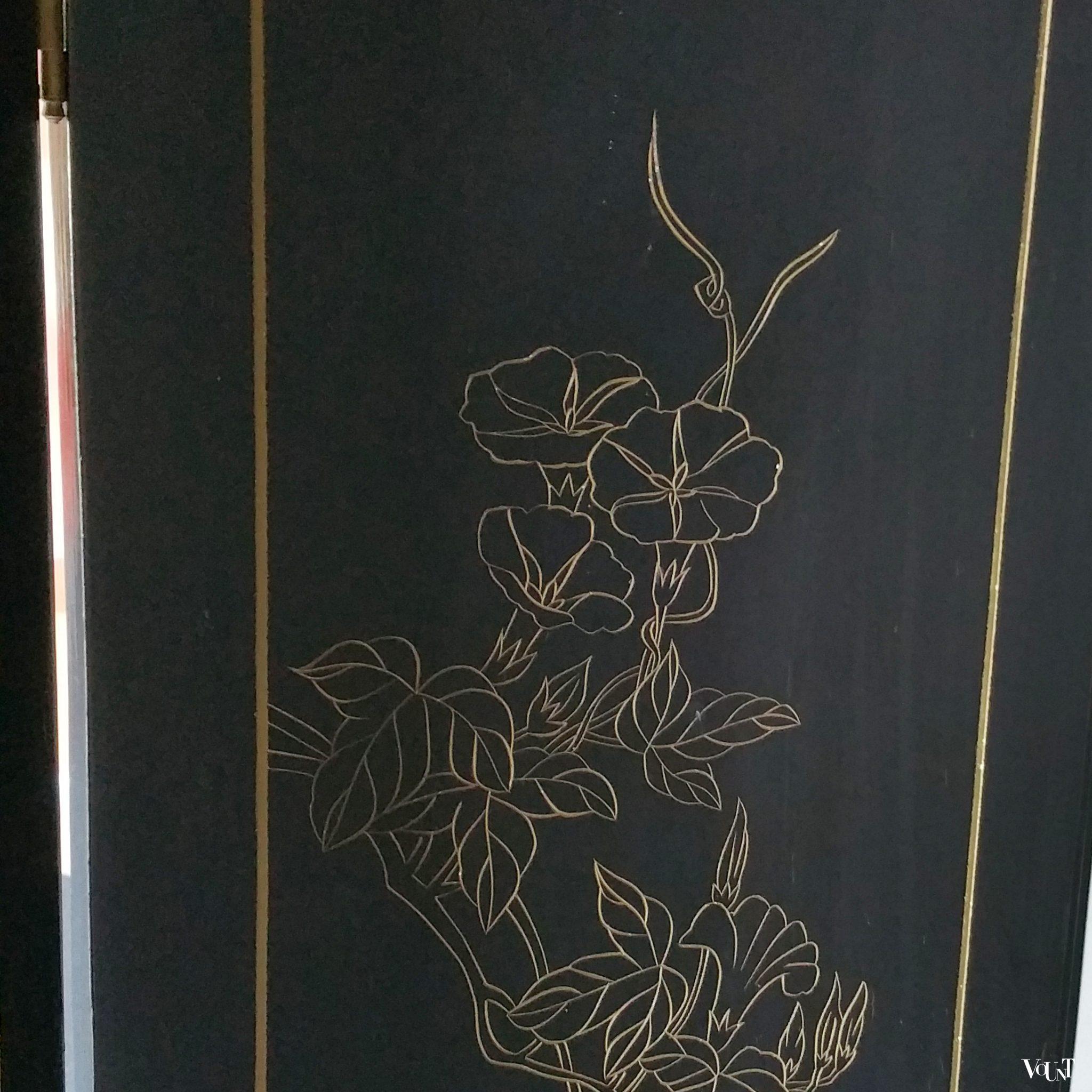 Vintage Aziatisch 6-slags kamerscherm, ca. jaren '60