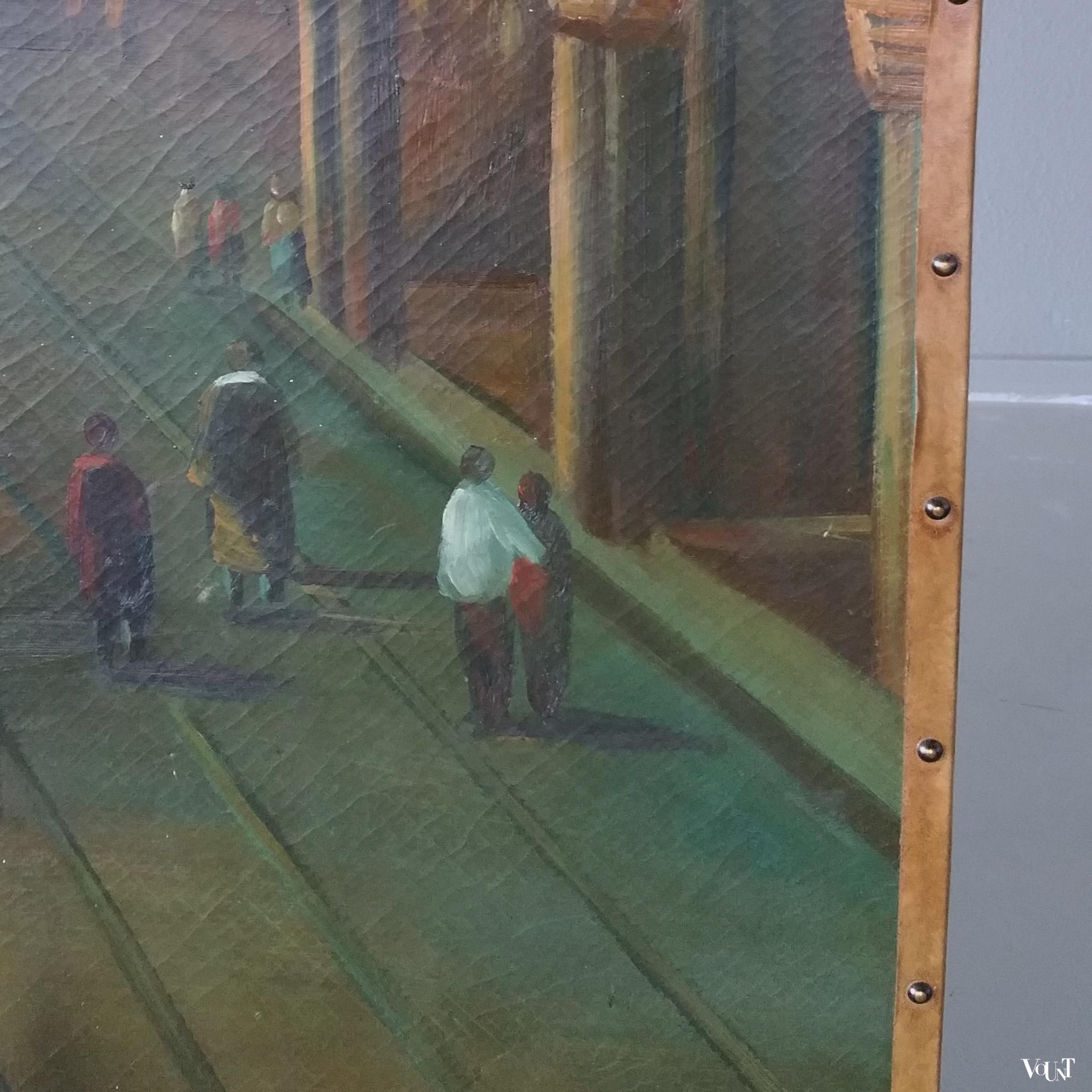 Vintage vierslags handbeschilderd kamerscherm, ca. jaren '50