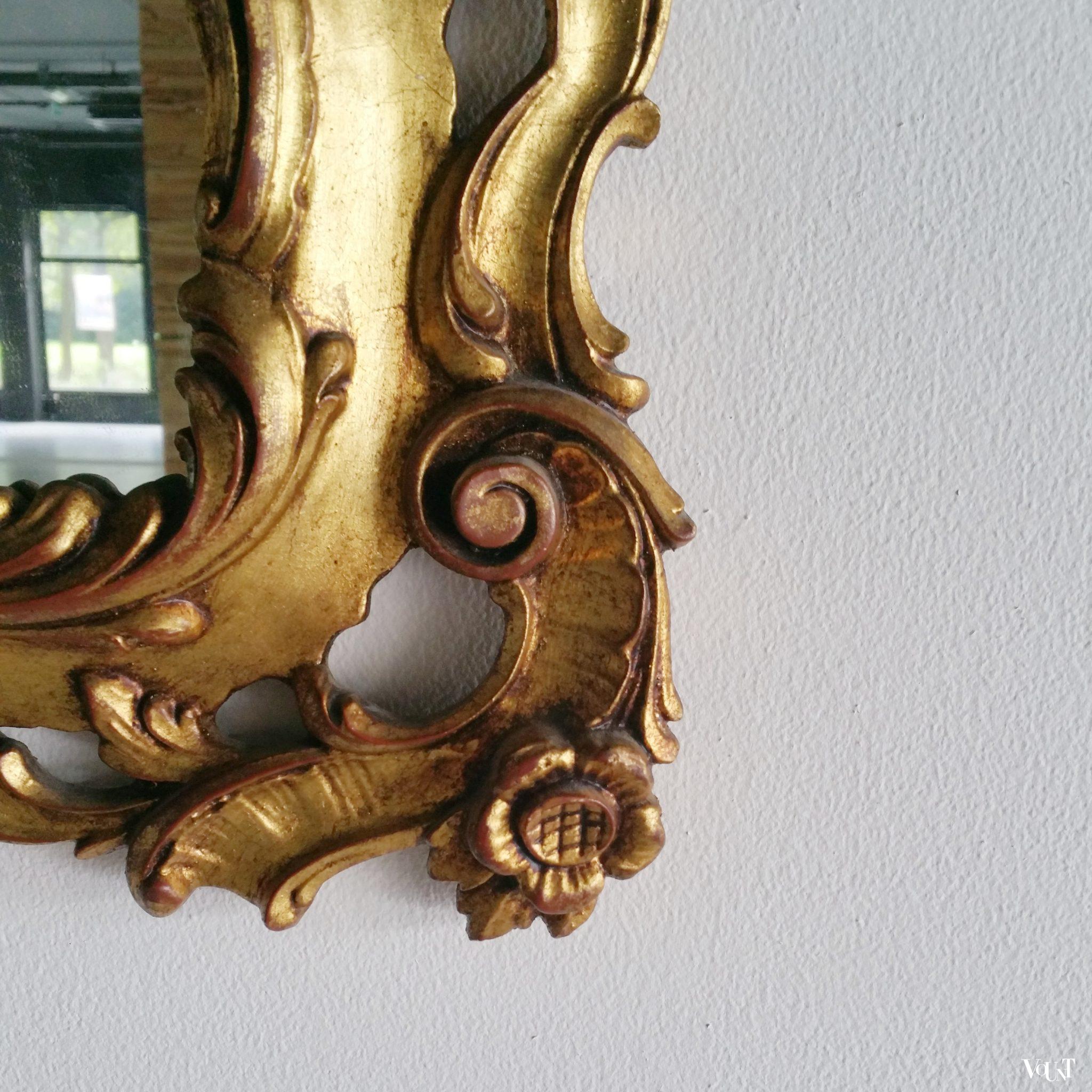 Mid-century "gouden" console en spiegel in barok-stijl, jaren '50/'60