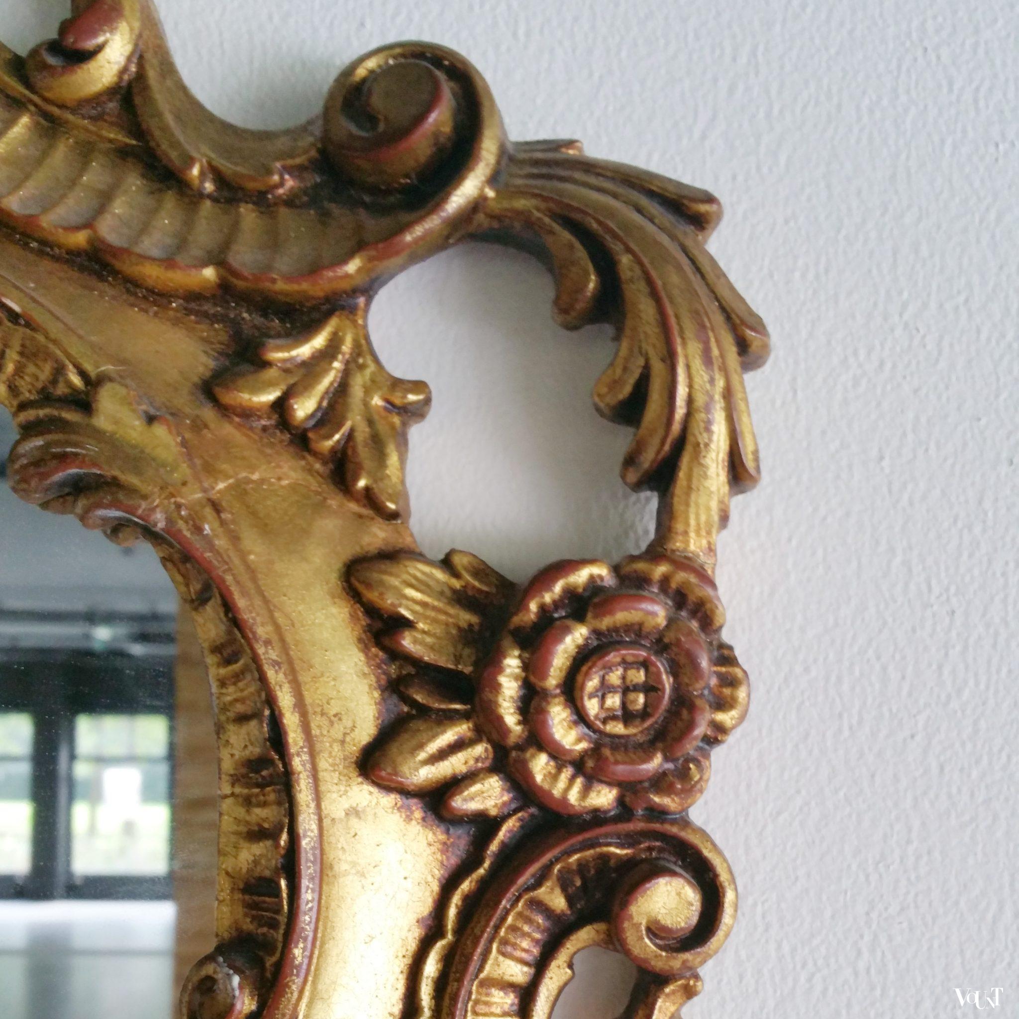 Mid-century "gouden" console en spiegel in barok-stijl, jaren '50/'60