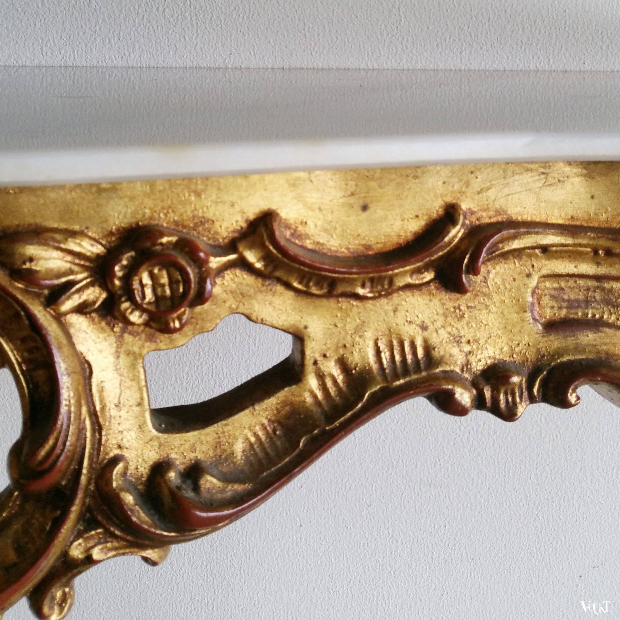 Mid-century "gouden" console en spiegel in barok-stijl, jaren '50/'60