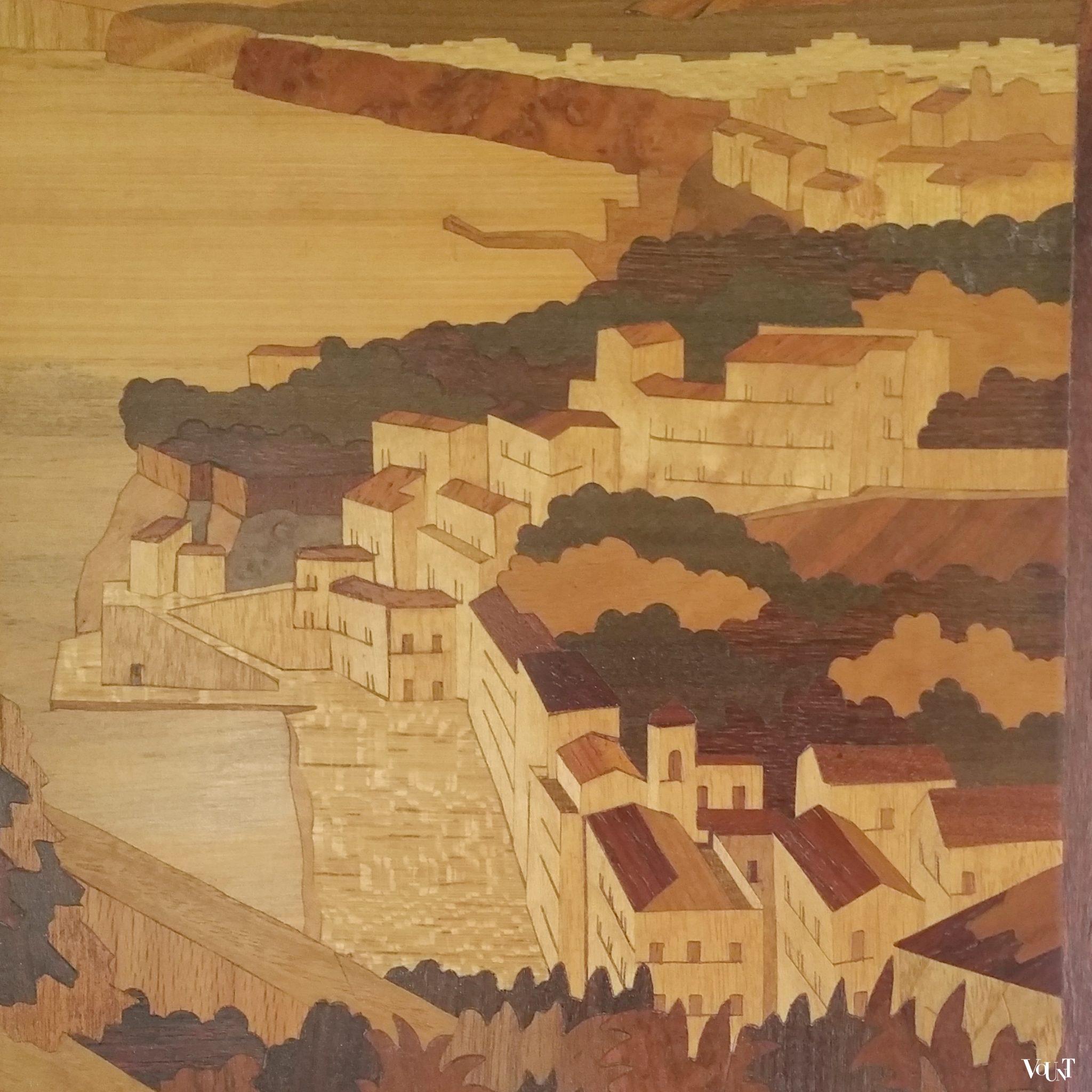 Vintage marqueterie tableau, eerste helft 20e eeuw