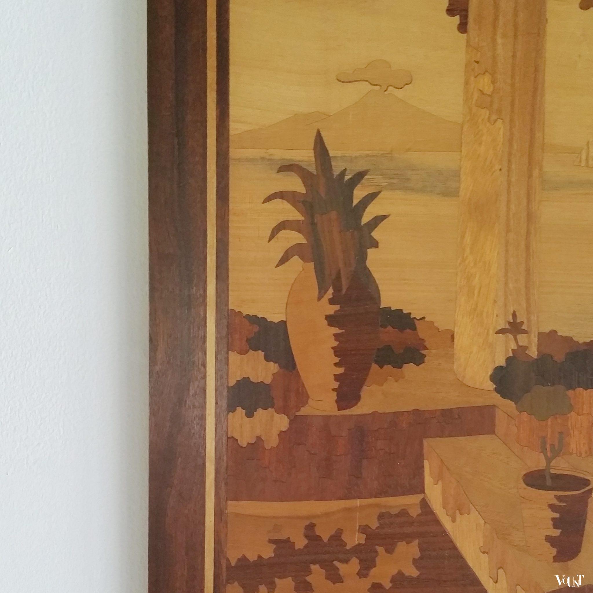 Vintage marqueterie tableau, eerste helft 20e eeuw