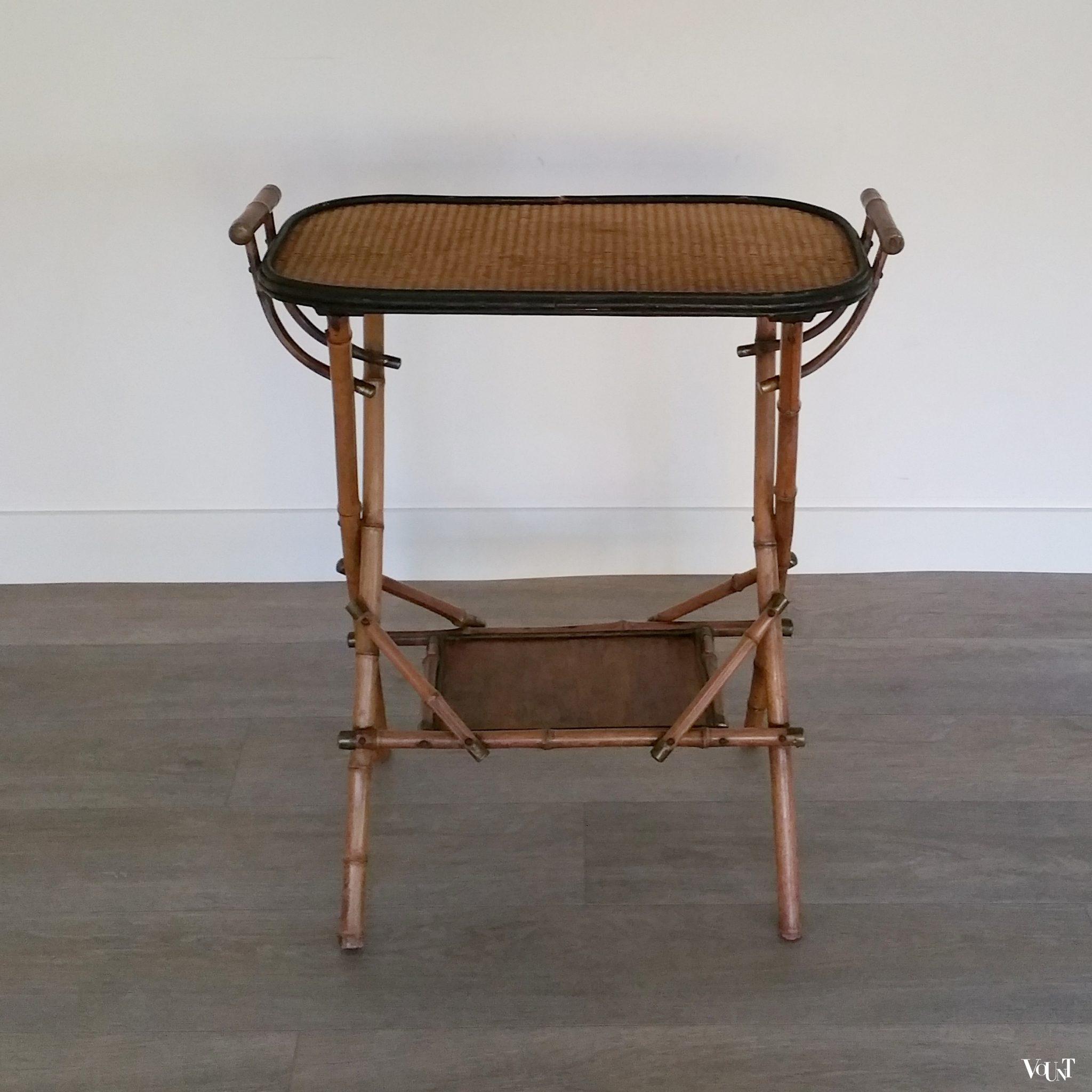 Antieke bamboe bijzettafel/theetafel, eind 19e eeuw