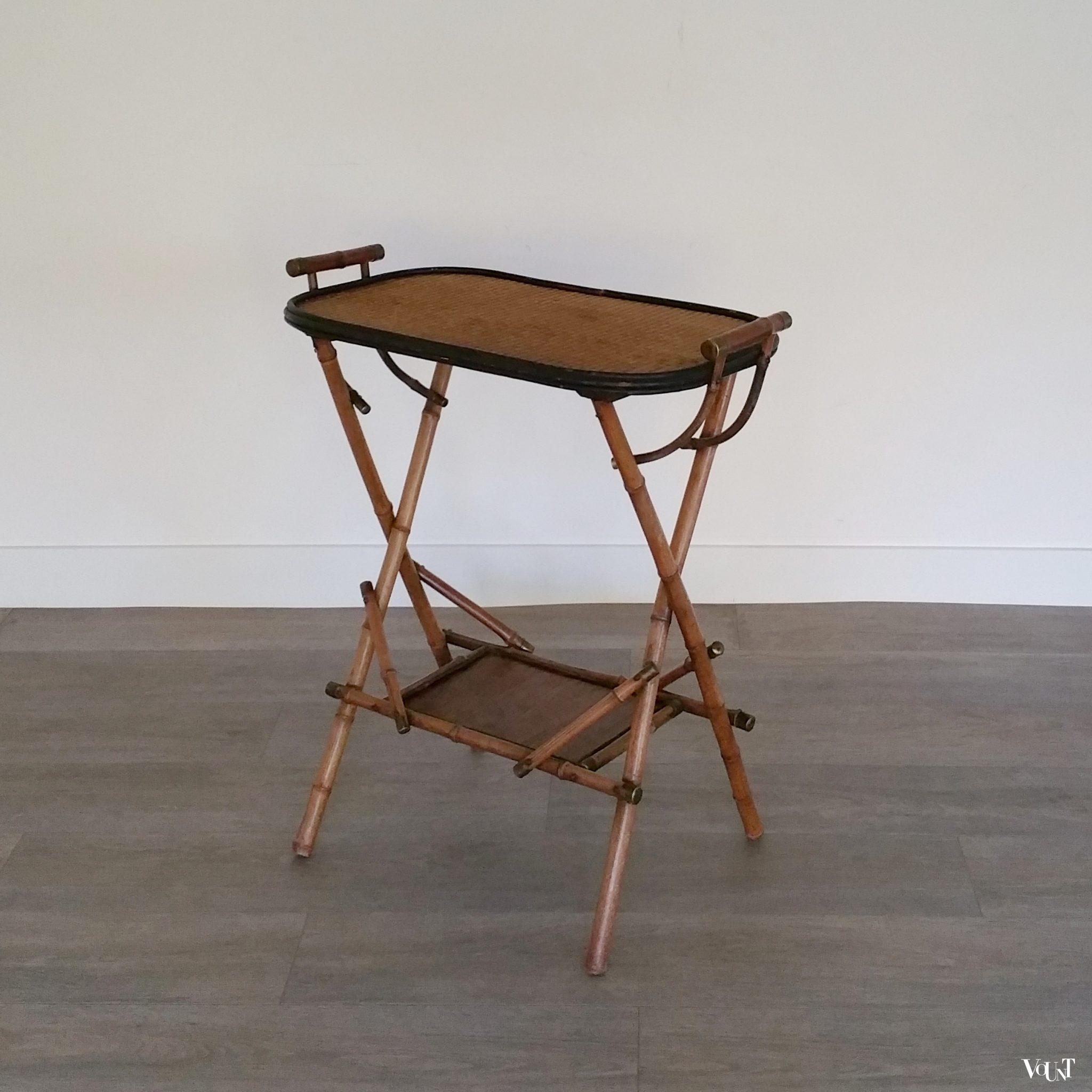 Antieke bamboe bijzettafel/theetafel, eind 19e eeuw