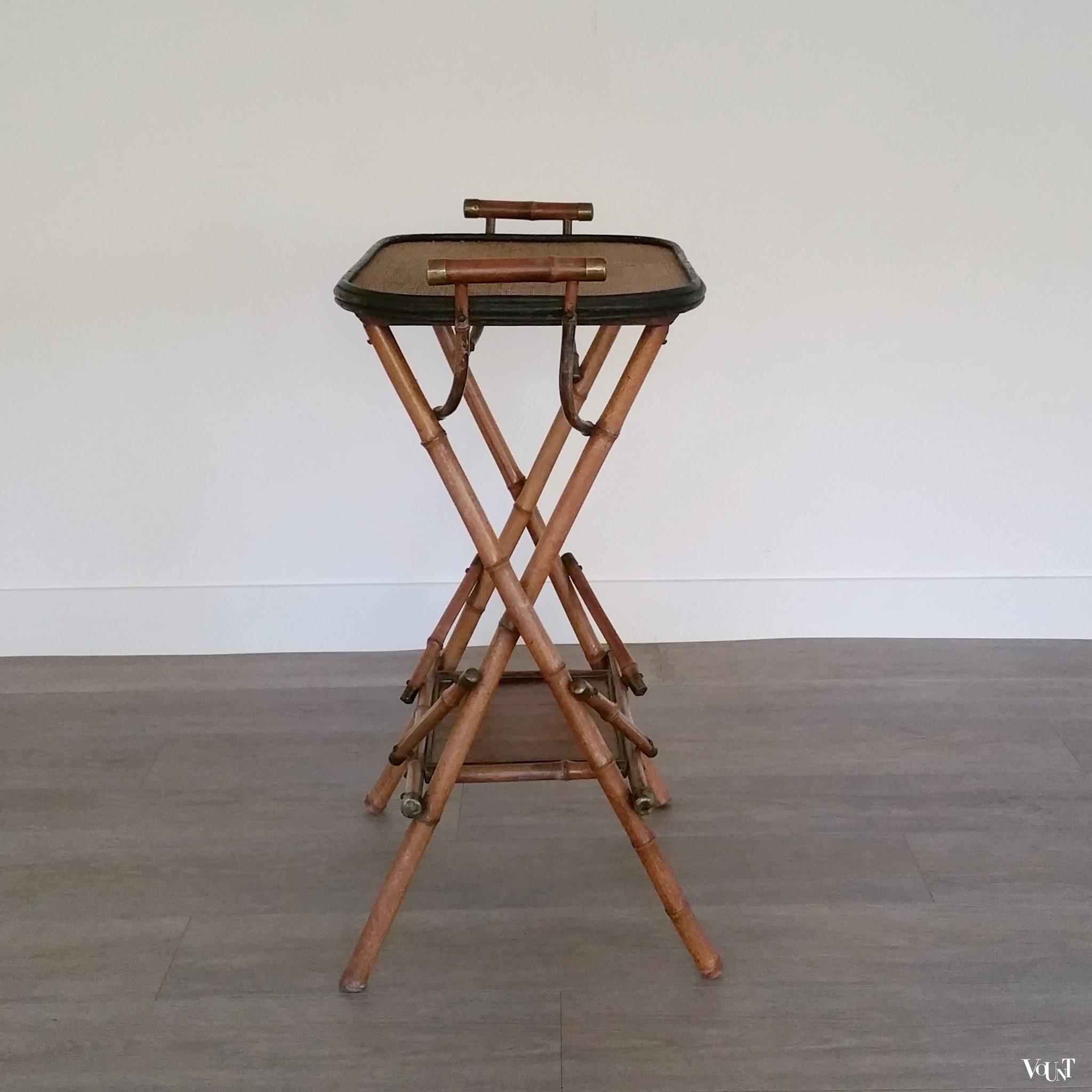 Antieke bamboe bijzettafel/theetafel, eind 19e eeuw