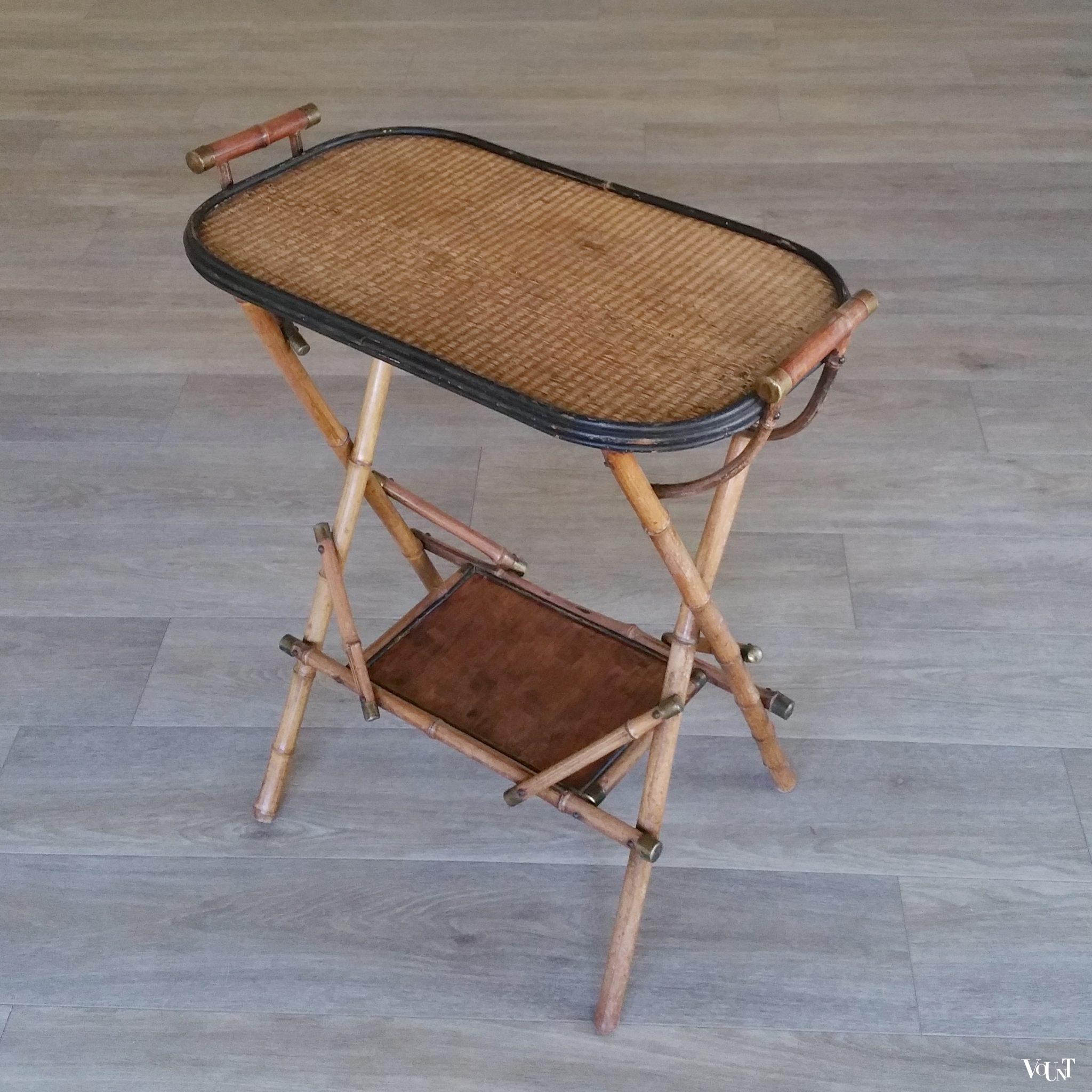 Antieke bamboe bijzettafel/theetafel, eind 19e eeuw