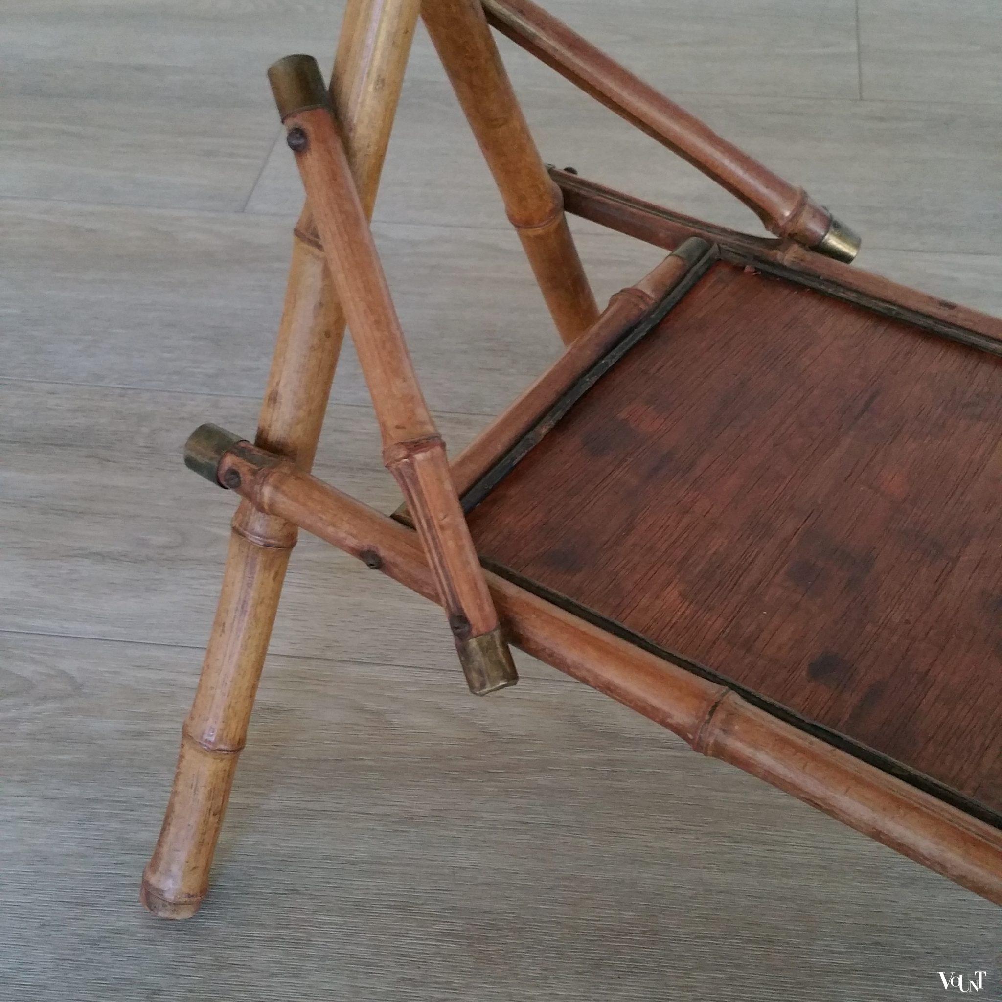 Antieke bamboe bijzettafel/theetafel, eind 19e eeuw