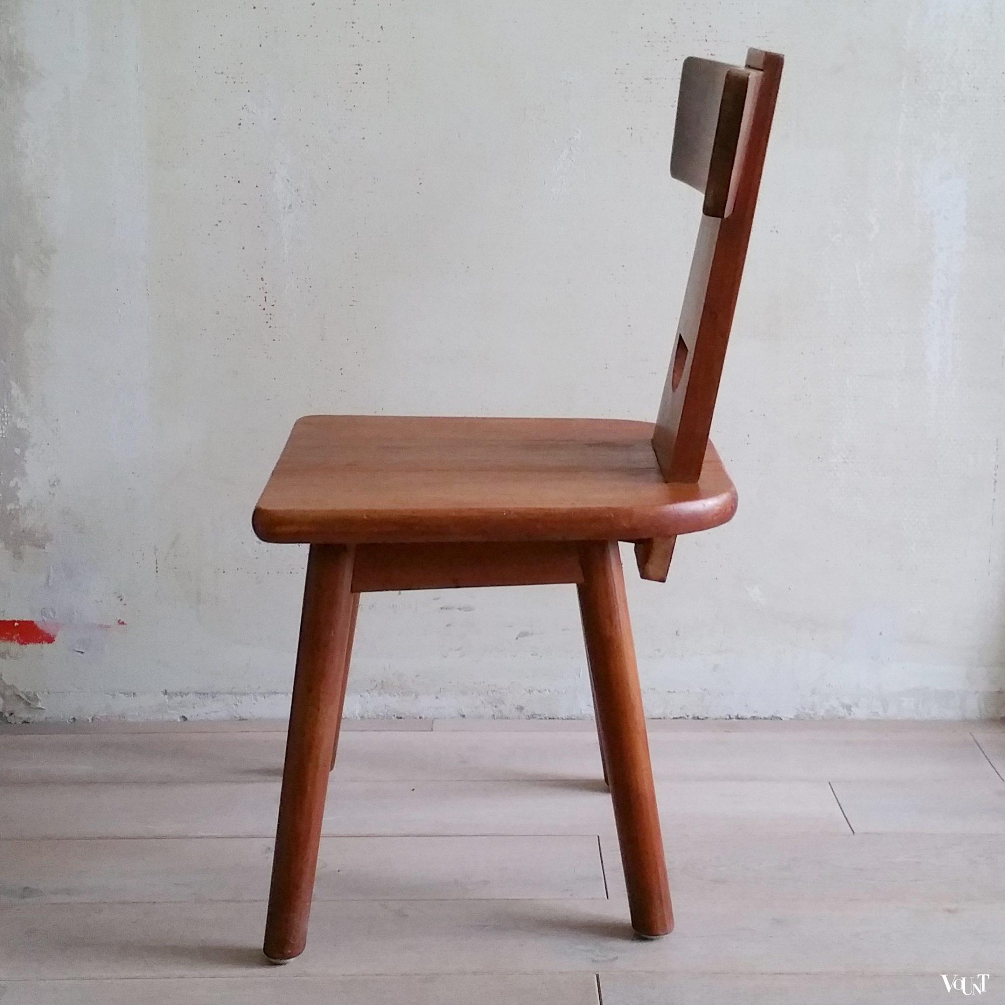 Brutalistische houten stoel, jaren '60/'70