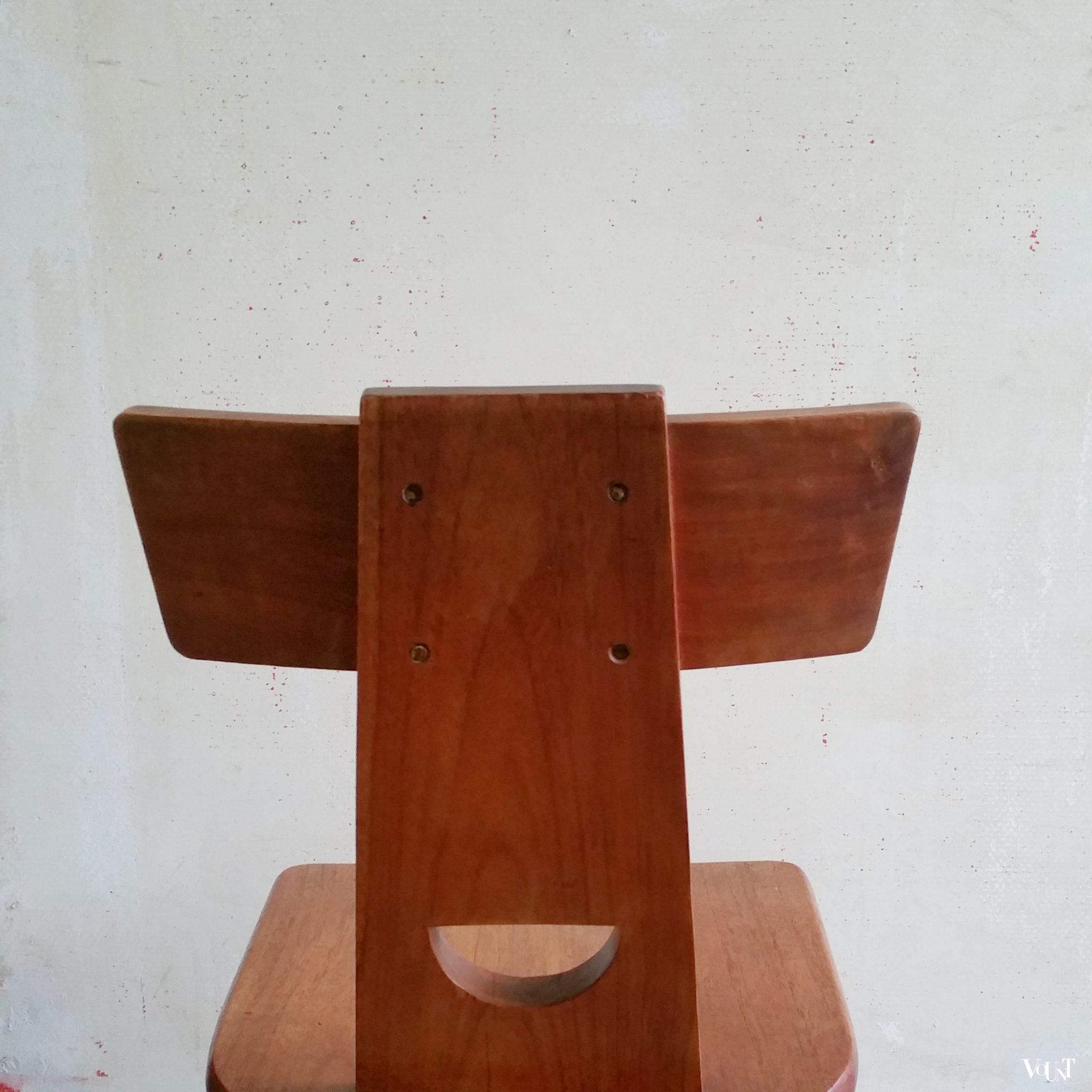 Brutalistische houten stoel, jaren '60/'70