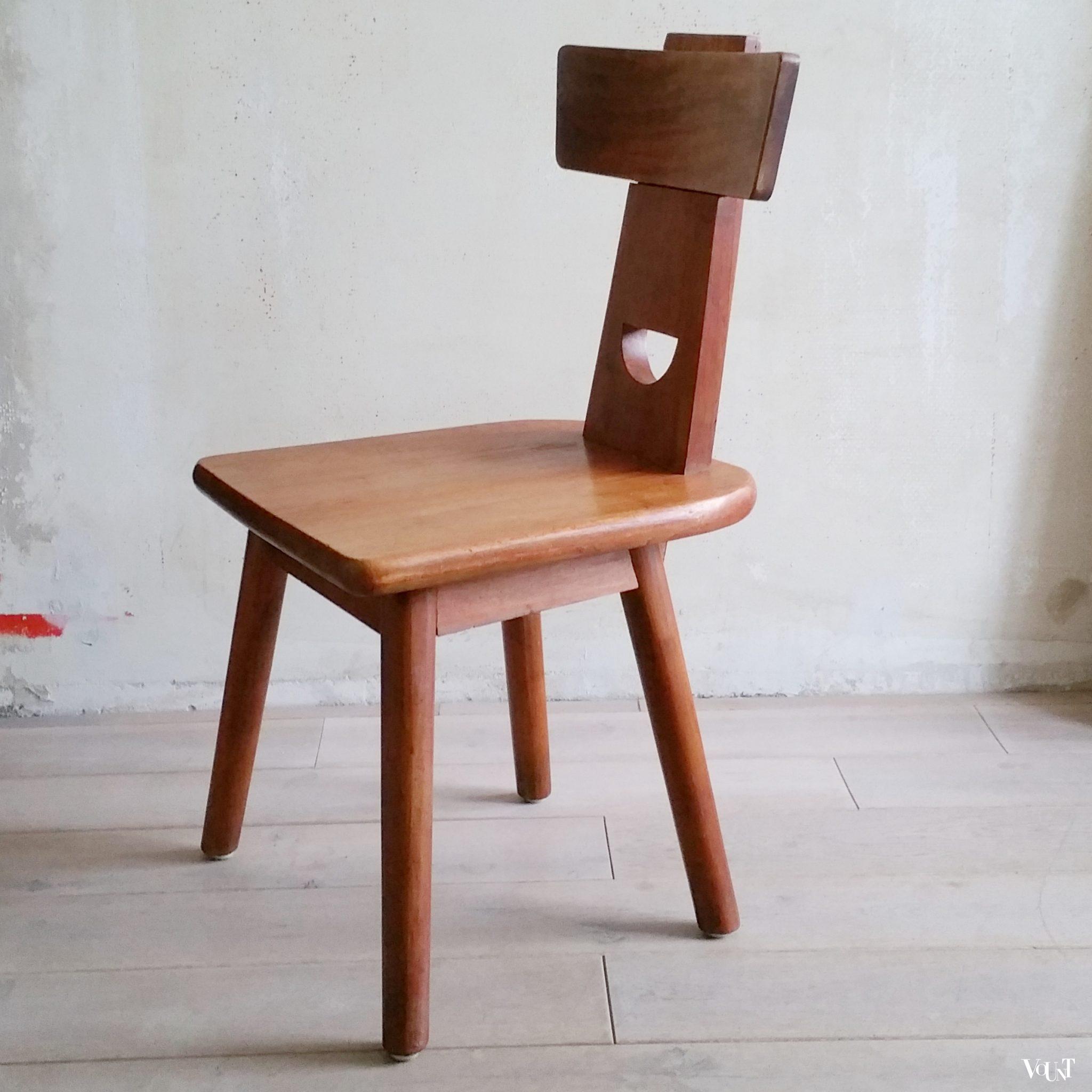 Brutalistische houten stoel, jaren '60/'70