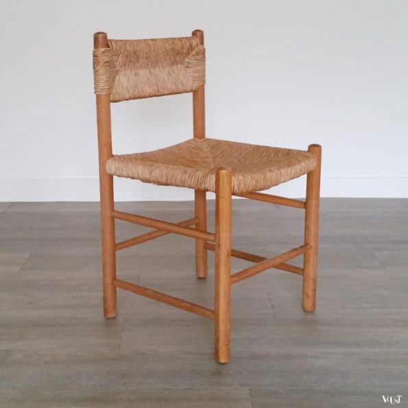 4 houten rietgematte stoelen, (in de stijl van) Charlotte Perriand, jaren '50