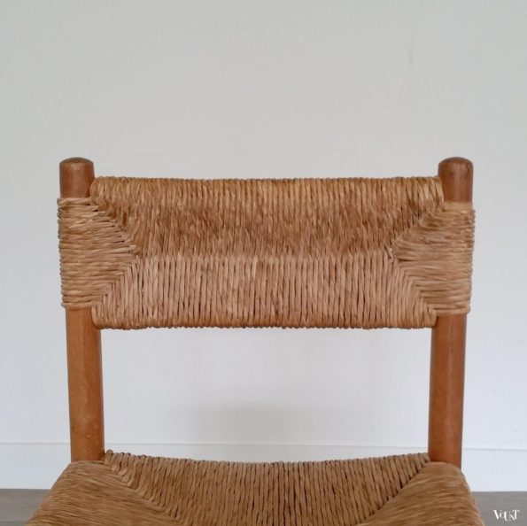 4 houten rietgematte stoelen, (in de stijl van) Charlotte Perriand, jaren '50