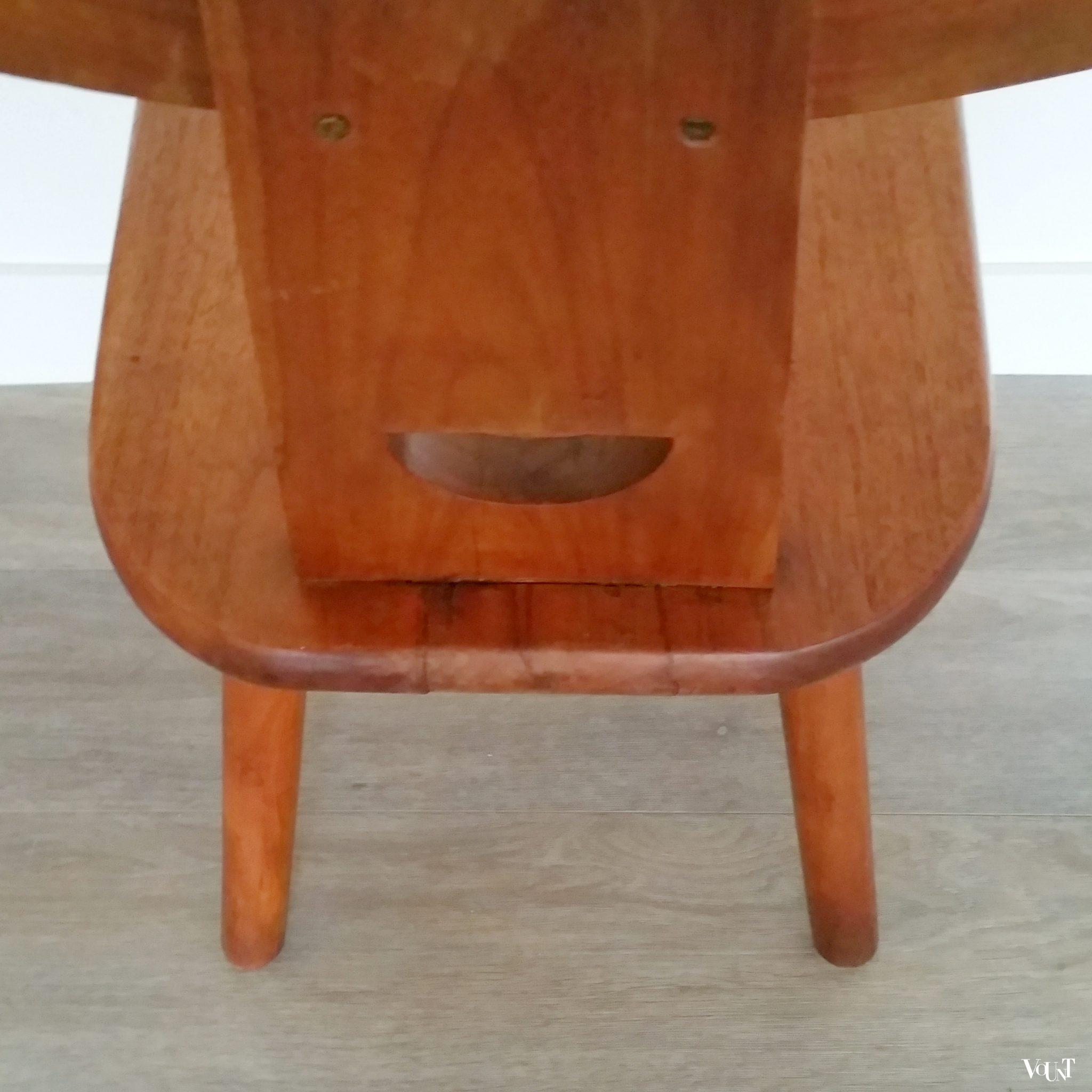 Brutalistische houten stoel, jaren '60/'70