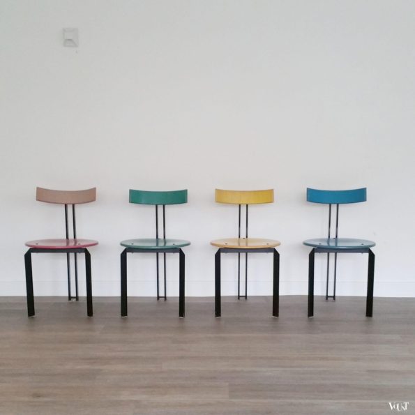 Set van 4 Memphis-stijl stoelen, jaren '80