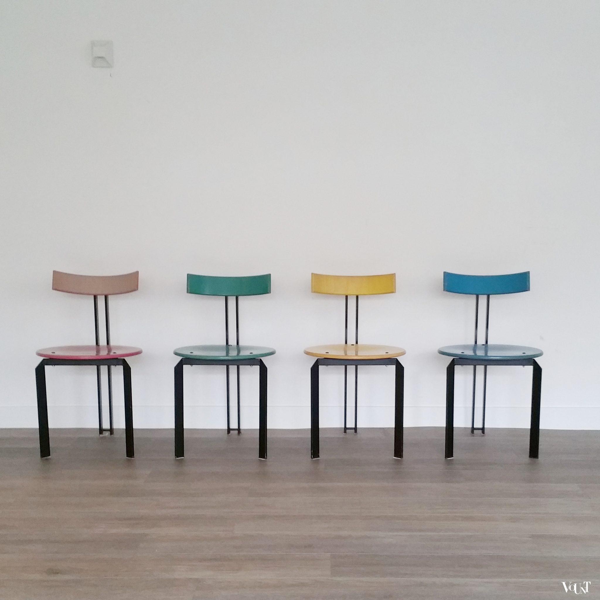 Set van 4 Memphis-stijl stoelen, jaren '80
