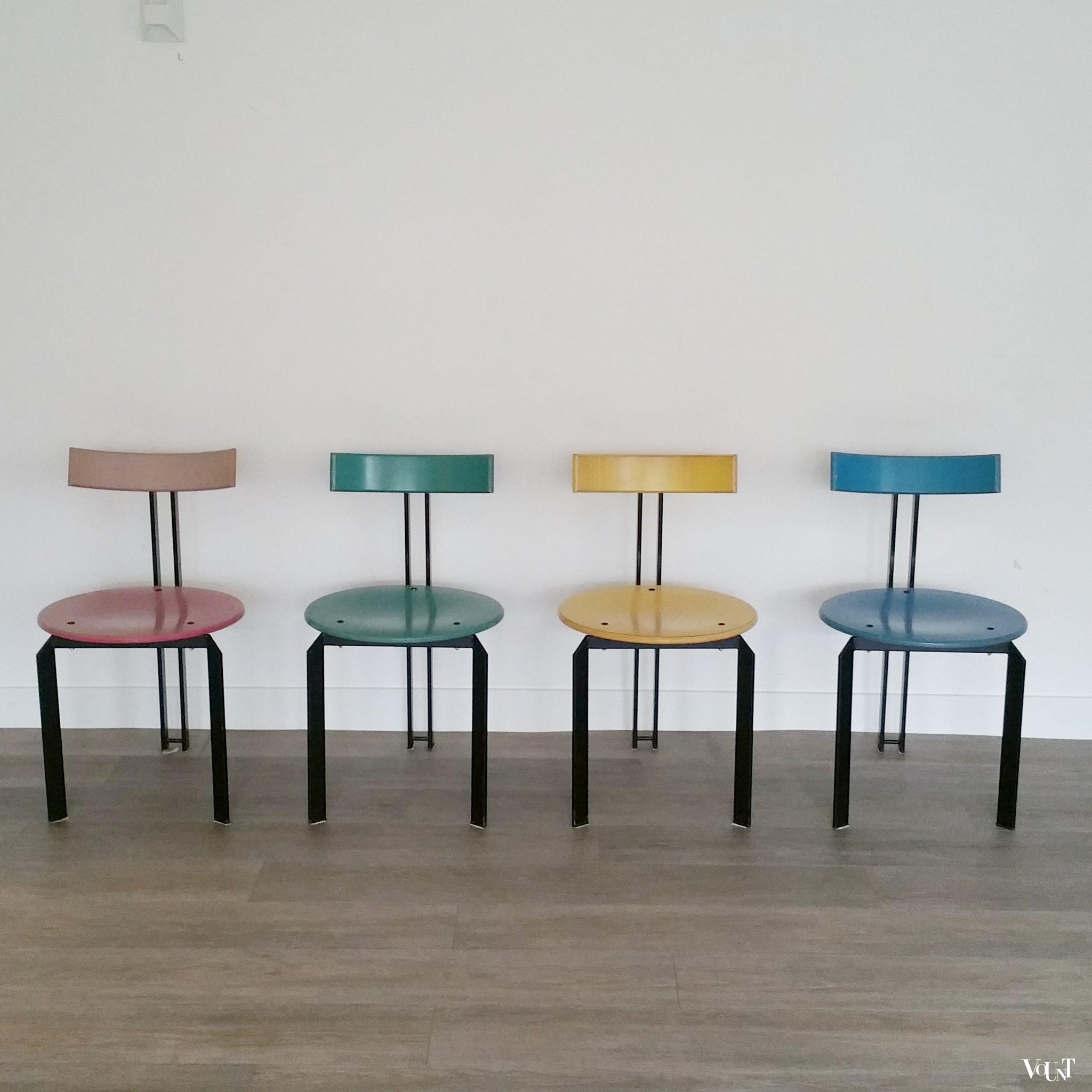 Set van 4 Memphis-stijl stoelen, jaren '80