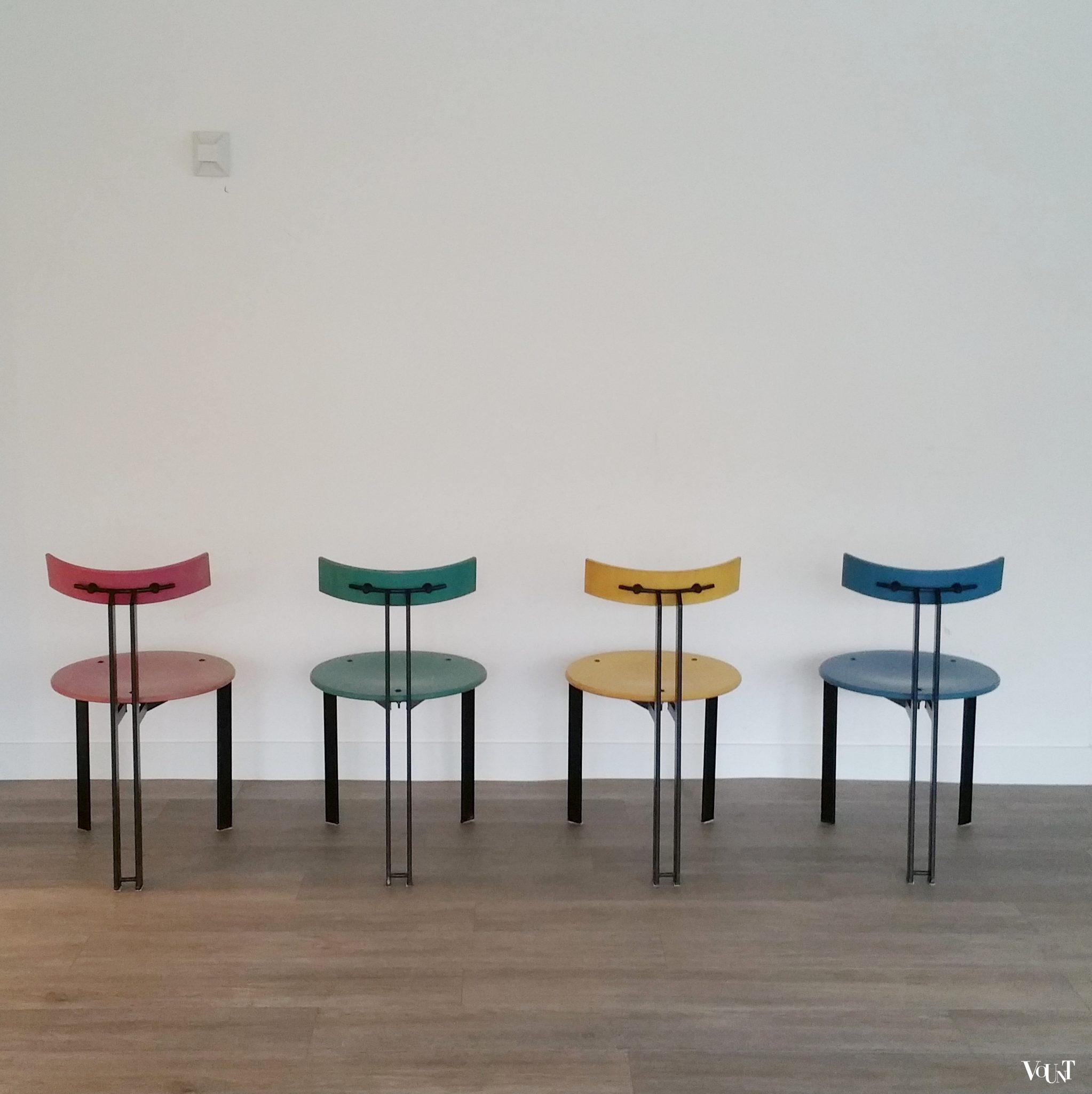 Set van 4 Memphis-stijl stoelen, jaren '80