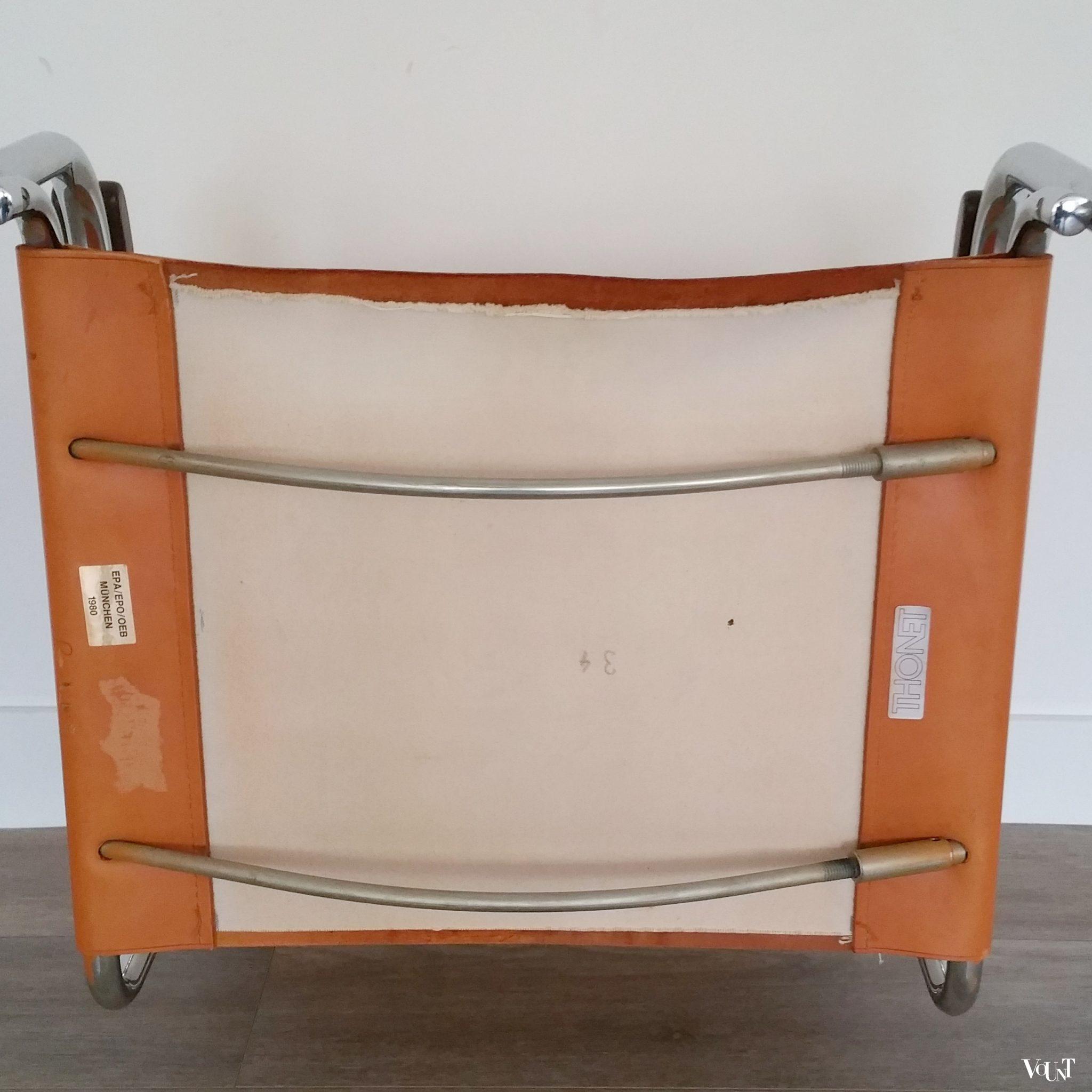 Set van 2 S34 buisframestoelen met leren bekleding, Mart Stam voor Thonet, 1980